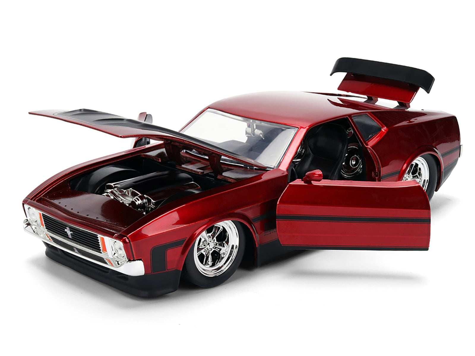 1973 Ford Mustang Mach 1 Red Metallic with Matt Black Hood and Black Stripes &quot;Bigtime Muscle&quot; Series 1/24 Diecast Model Car by Jada