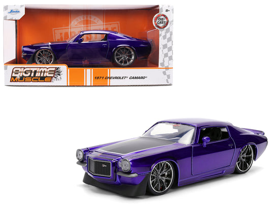 1971 Chevrolet Camaro Z/28 Purple Metallic with Black Hood &quot;Bigtime Muscle&quot; Series 1/24 Diecast Model Car by Jada