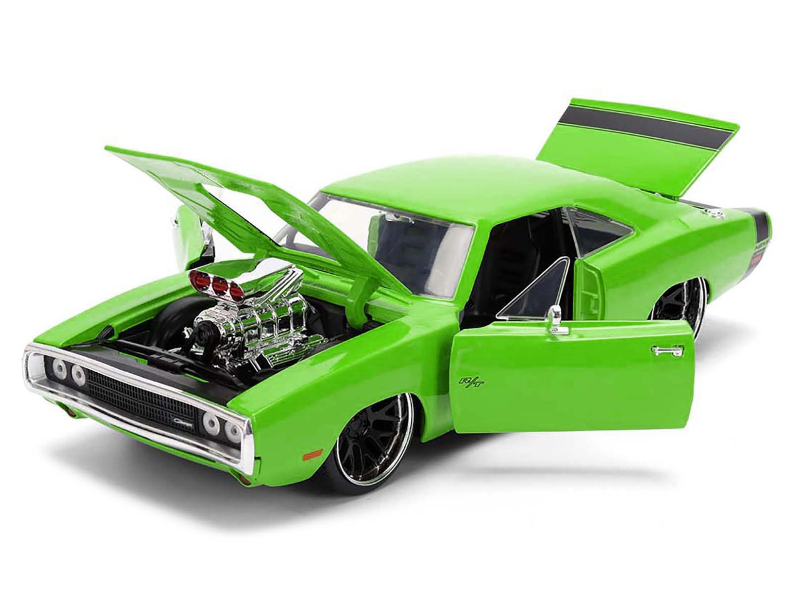 1970 Dodge Charger R/T Bright Green with Black Tail Stripe &quot;Bigtime Muscle&quot; Series 1/24 Diecast Model Car by Jada