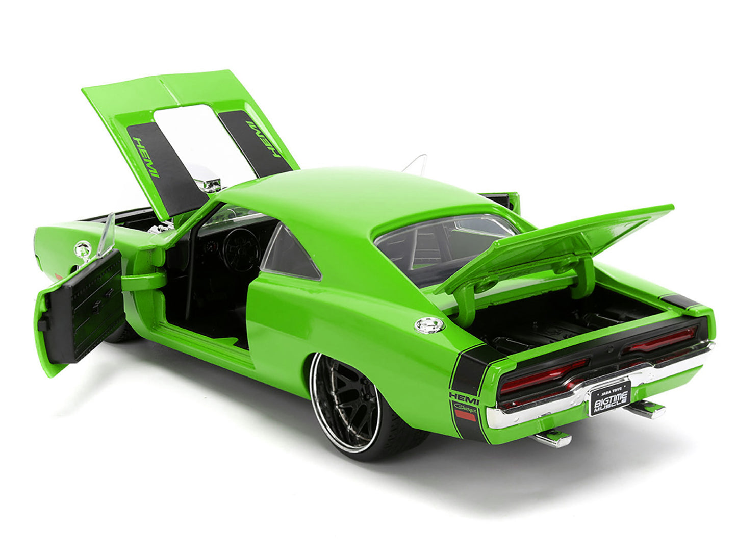 1970 Dodge Charger R/T Bright Green with Black Tail Stripe &quot;Bigtime Muscle&quot; Series 1/24 Diecast Model Car by Jada