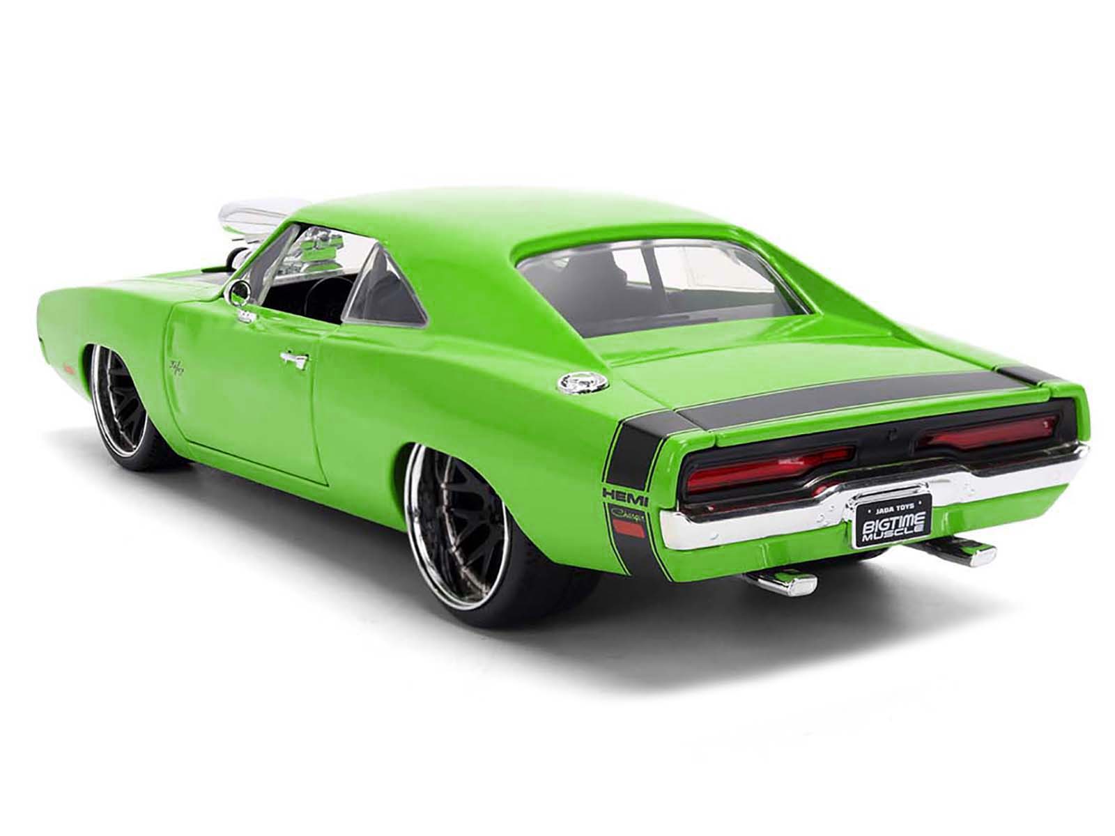 1970 Dodge Charger R/T Bright Green with Black Tail Stripe &quot;Bigtime Muscle&quot; Series 1/24 Diecast Model Car by Jada
