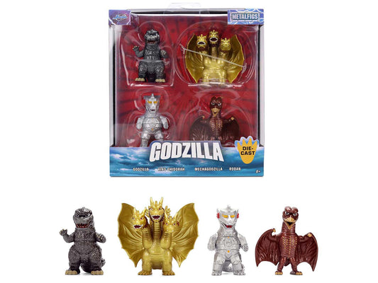 Set of 4 Diecast Figures &quot;Godzilla&quot; Franchise &quot;Metalfigs&quot; Series by Jada