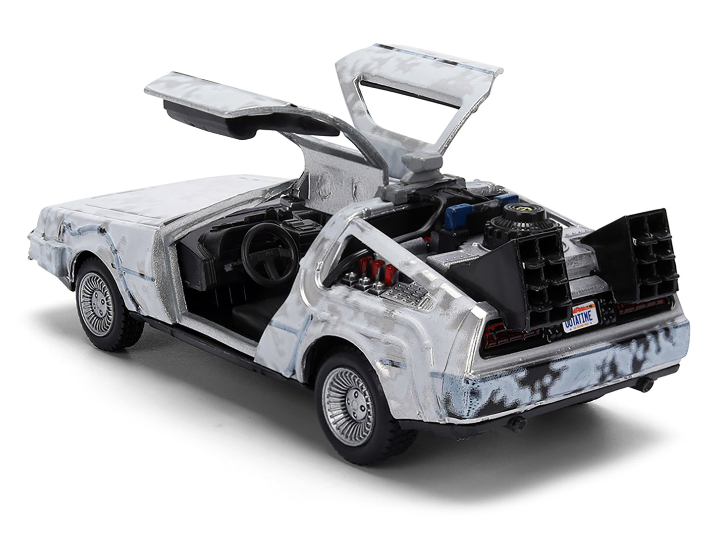 DMC DeLorean Time Machine Brushed Metal (Frost Version) &quot;Back to the Future&quot; (1985) Movie &quot;40th Anniversary&quot; Special Packaging &quot;Hollywood Rides&quot; Series 1/32 Diecast Model Car by Jada