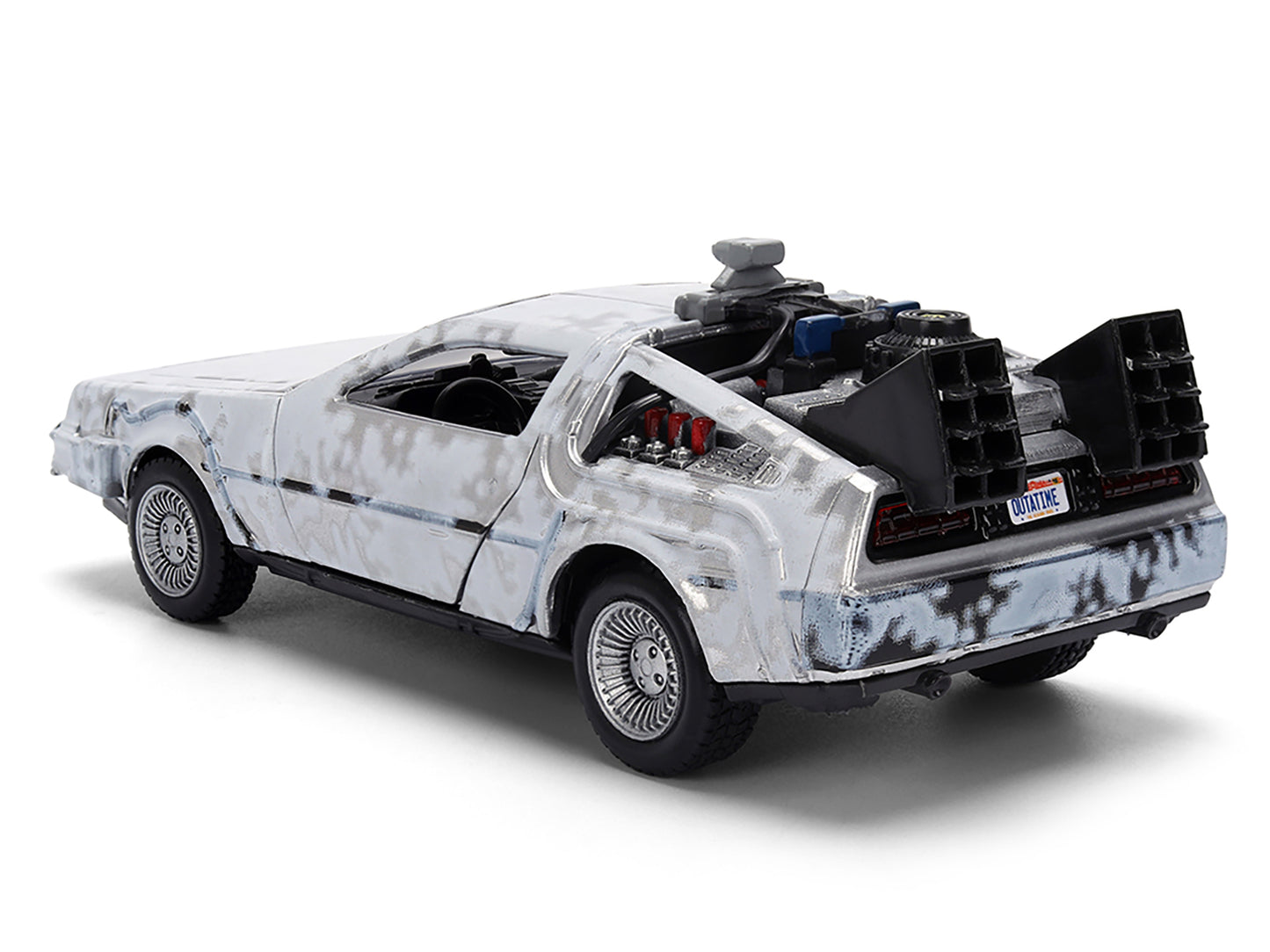 DMC DeLorean Time Machine Brushed Metal (Frost Version) &quot;Back to the Future&quot; (1985) Movie &quot;40th Anniversary&quot; Special Packaging &quot;Hollywood Rides&quot; Series 1/32 Diecast Model Car by Jada