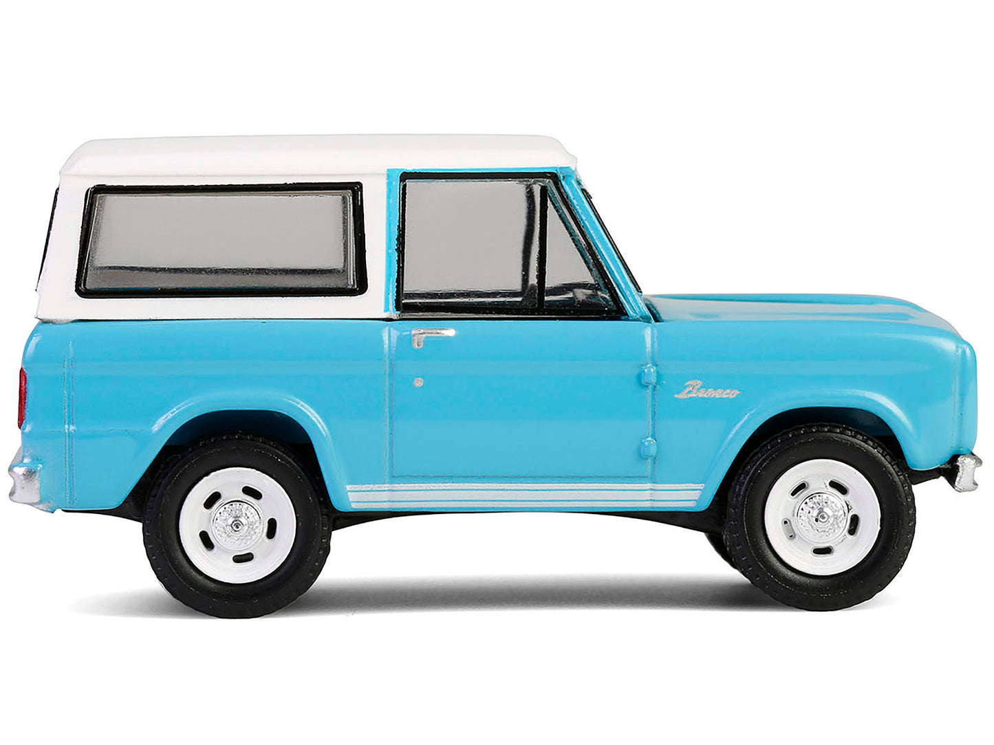 1966 Ford Bronco Custom SUV Turquoise Blue with White Top &quot;Barrett-Jackson&quot; Series 15 1/64 Diecast Model Car by Greenlight