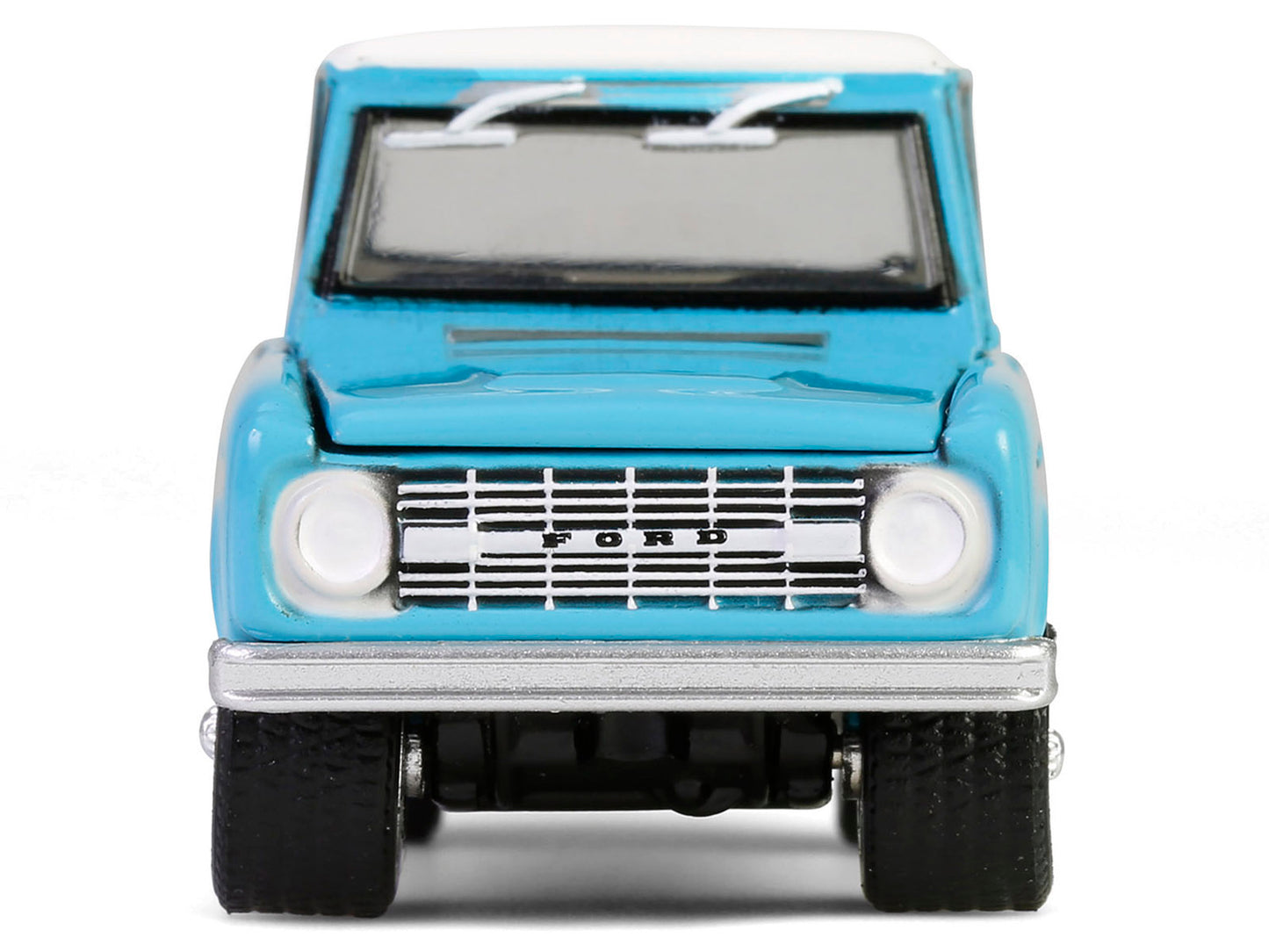 1966 Ford Bronco Custom SUV Turquoise Blue with White Top &quot;Barrett-Jackson&quot; Series 15 1/64 Diecast Model Car by Greenlight