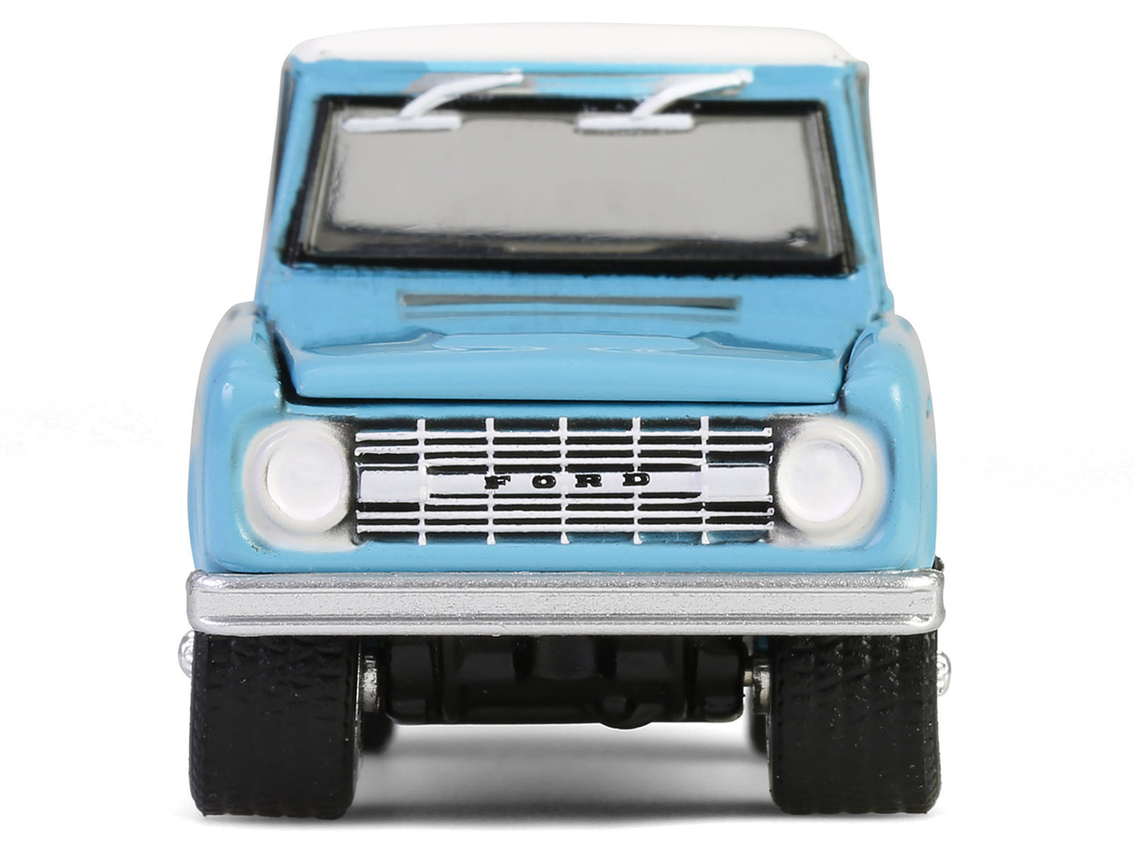 1966 Ford Bronco Custom SUV Turquoise Blue with White Top &quot;Barrett-Jackson&quot; Series 15 1/64 Diecast Model Car by Greenlight