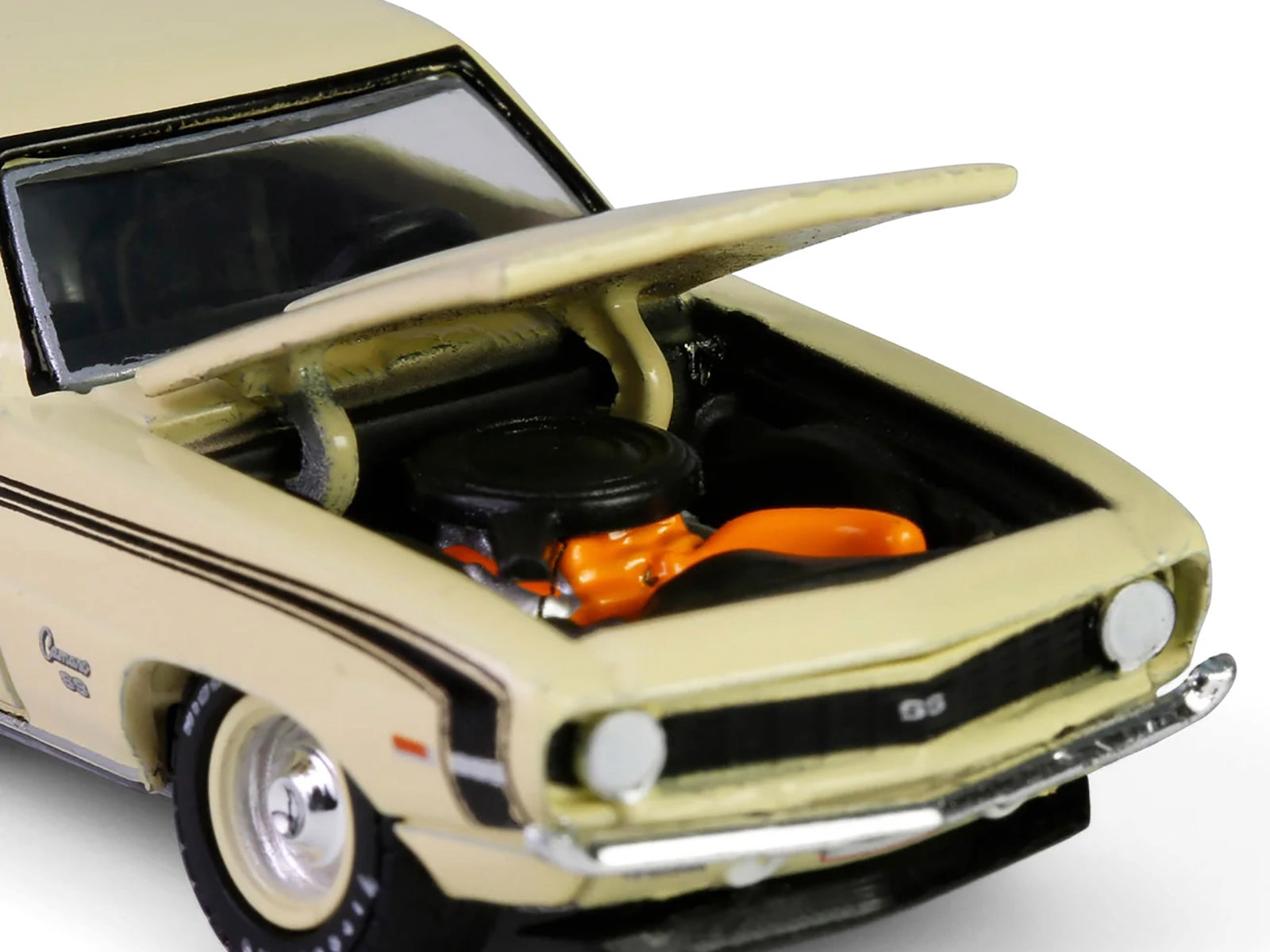 1969 Chevrolet Camaro SS 396 Butternut Yellow with Black Stripes &quot;Barrett-Jackson&quot; Series 15 1/64 Diecast Model Car by Greenlight