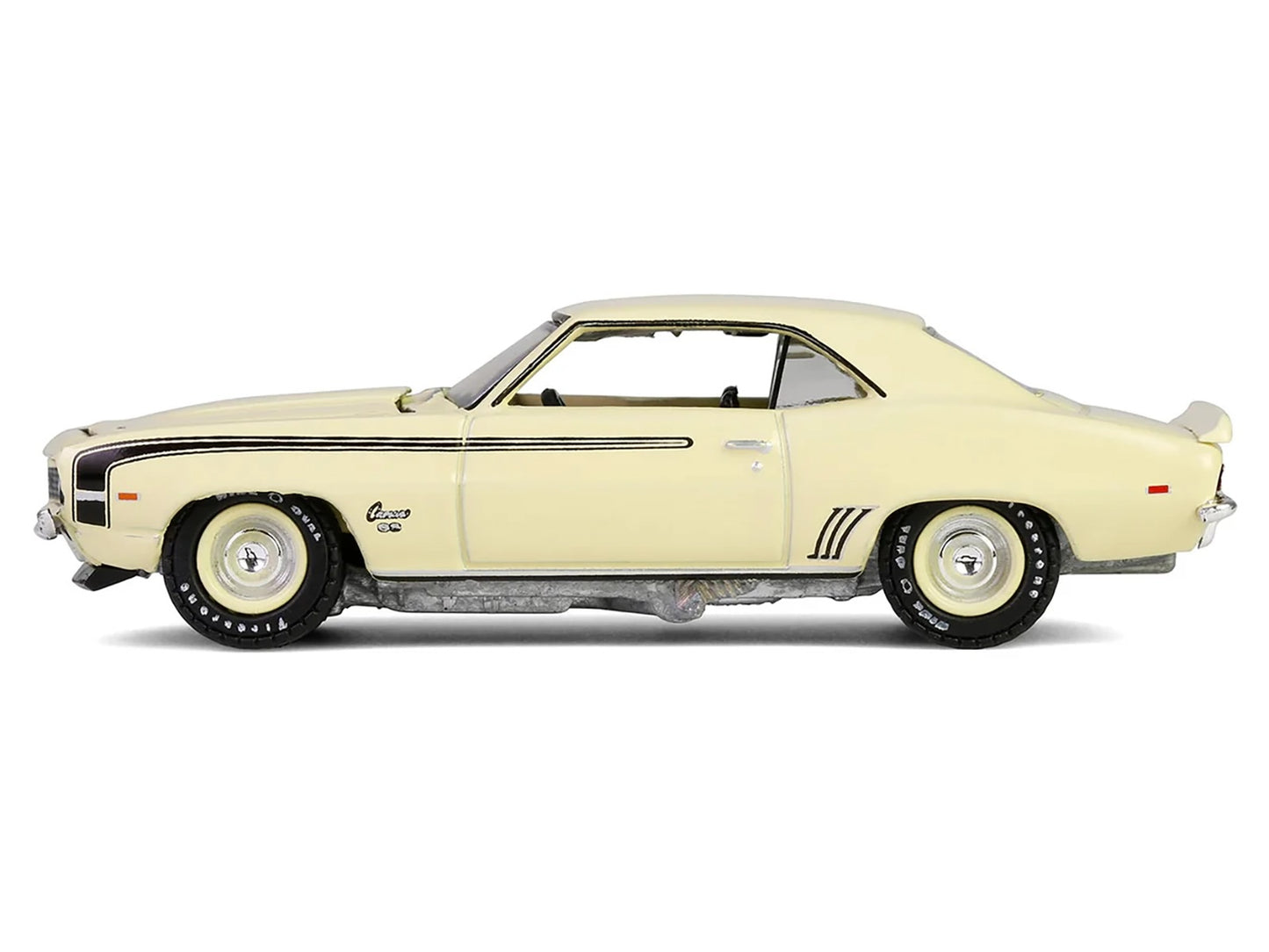 1969 Chevrolet Camaro SS 396 Butternut Yellow with Black Stripes &quot;Barrett-Jackson&quot; Series 15 1/64 Diecast Model Car by Greenlight