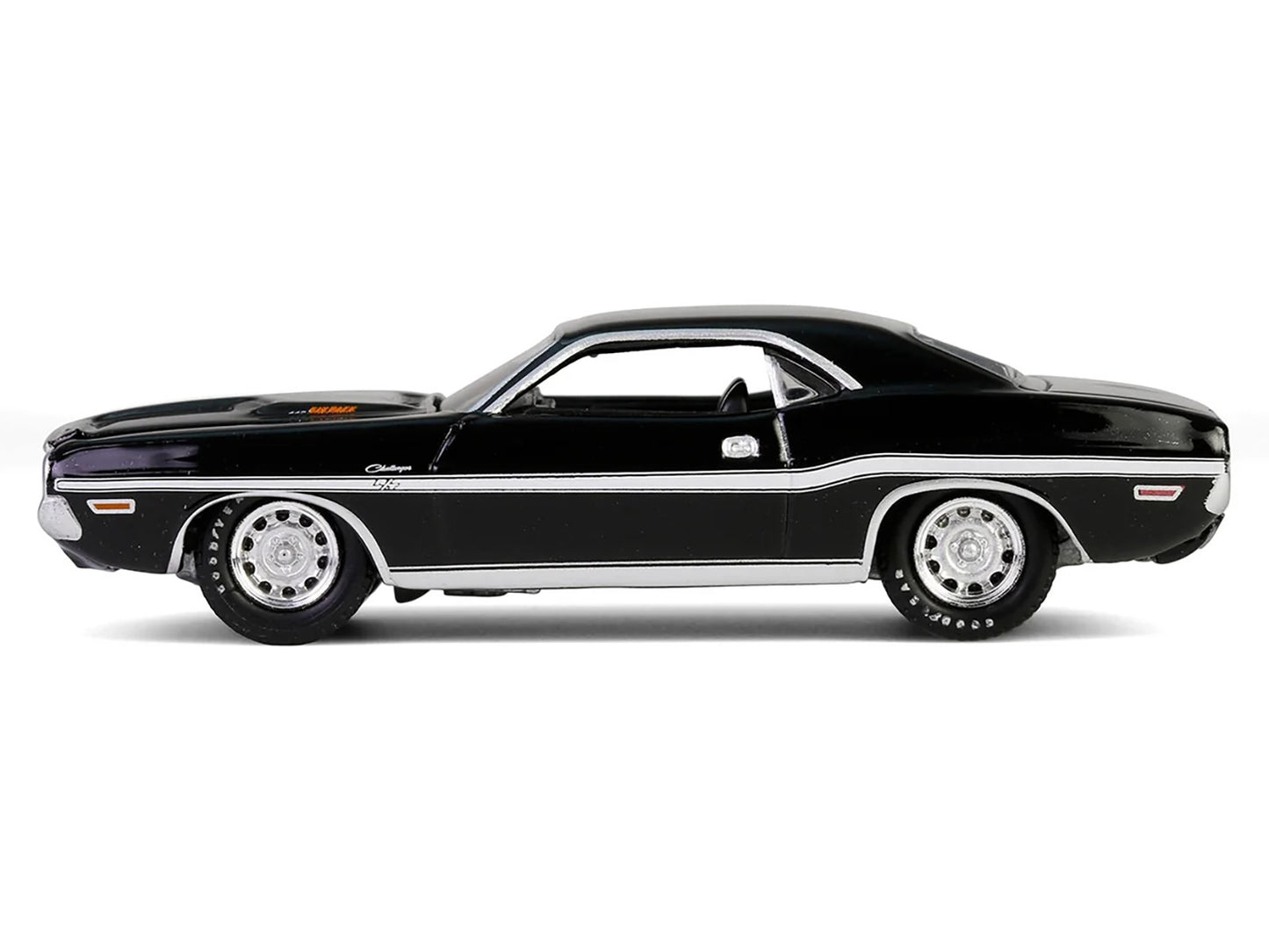1970 Dodge Challenger R/T 440 Black with White Stripes &quot;Barrett-Jackson&quot; Series 15 1/64 Diecast Model Car by Greenlight