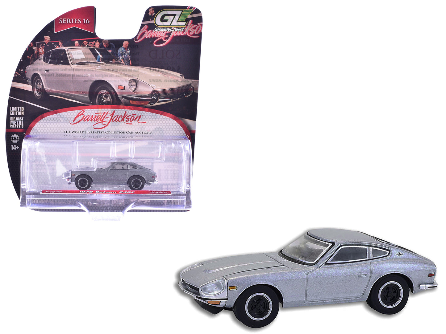 1970 Datsun 240Z Silver Metallic &quot;Barrett-Jackson&quot; Series 16 1/64 Diecast Model Car by Greenlight