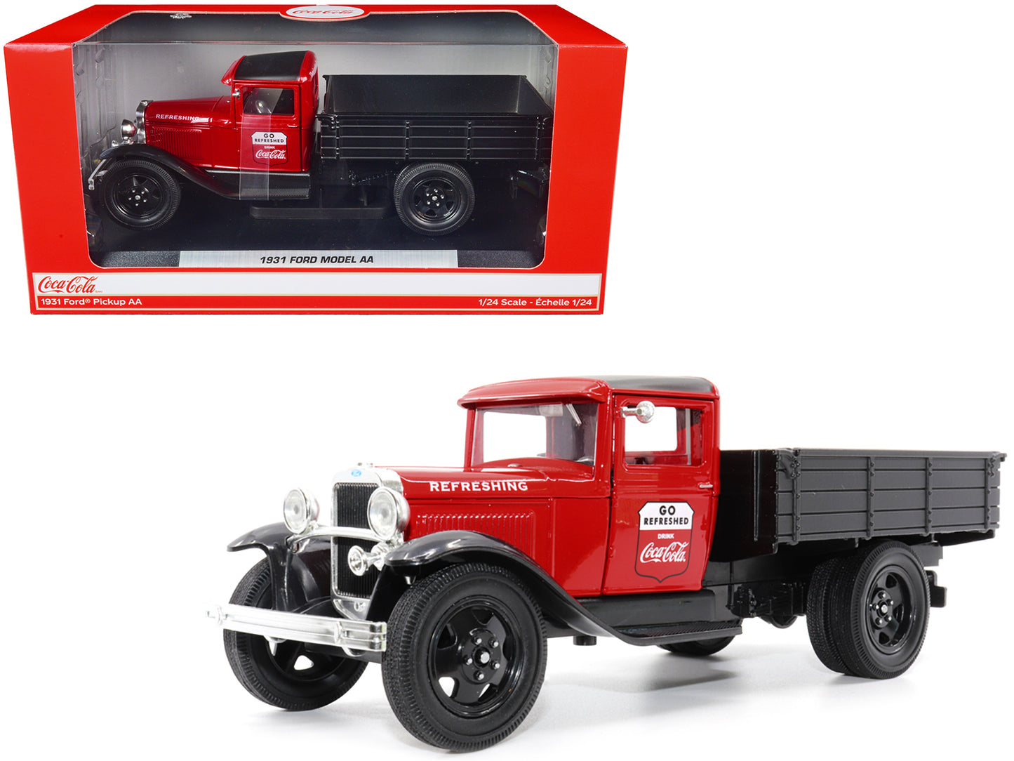 1931 Ford Model AA Pickup Truck Red and Black &quot;Go Refreshed - Drink Coca-Cola&quot; 1/24 Diecast Model Car by Motor City Classics