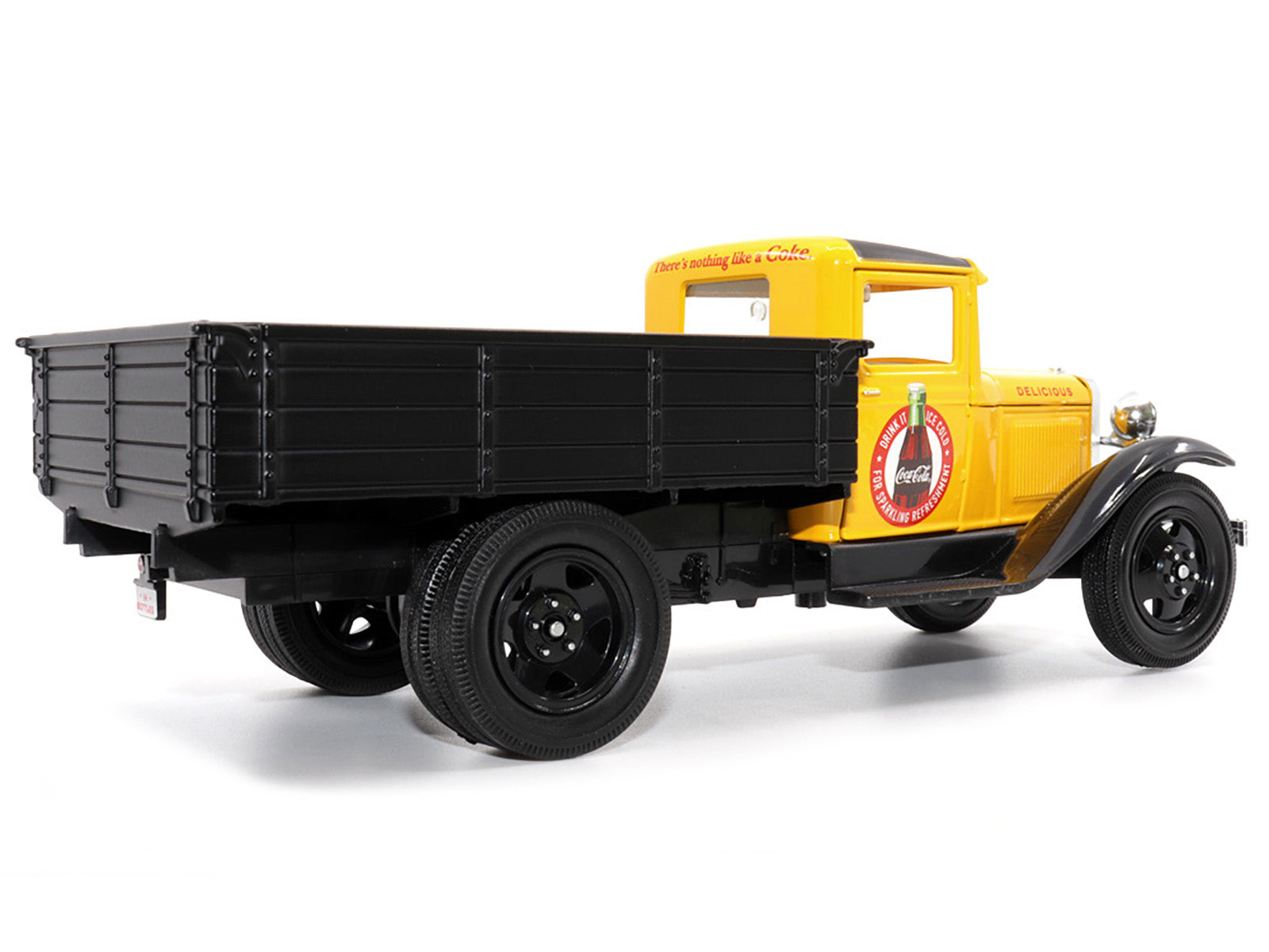 1931 Ford Model AA Pickup Truck Yellow and Black &quot;Drink it Ice Cold for Sparkling Refreshment - Coca-Cola&quot; 1/24 Diecast Model Car by Motor City Classics