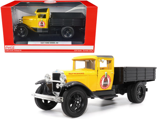 1931 Ford Model AA Pickup Truck Yellow and Black &quot;Drink it Ice Cold for Sparkling Refreshment - Coca-Cola&quot; 1/24 Diecast Model Car by Motor City Classics