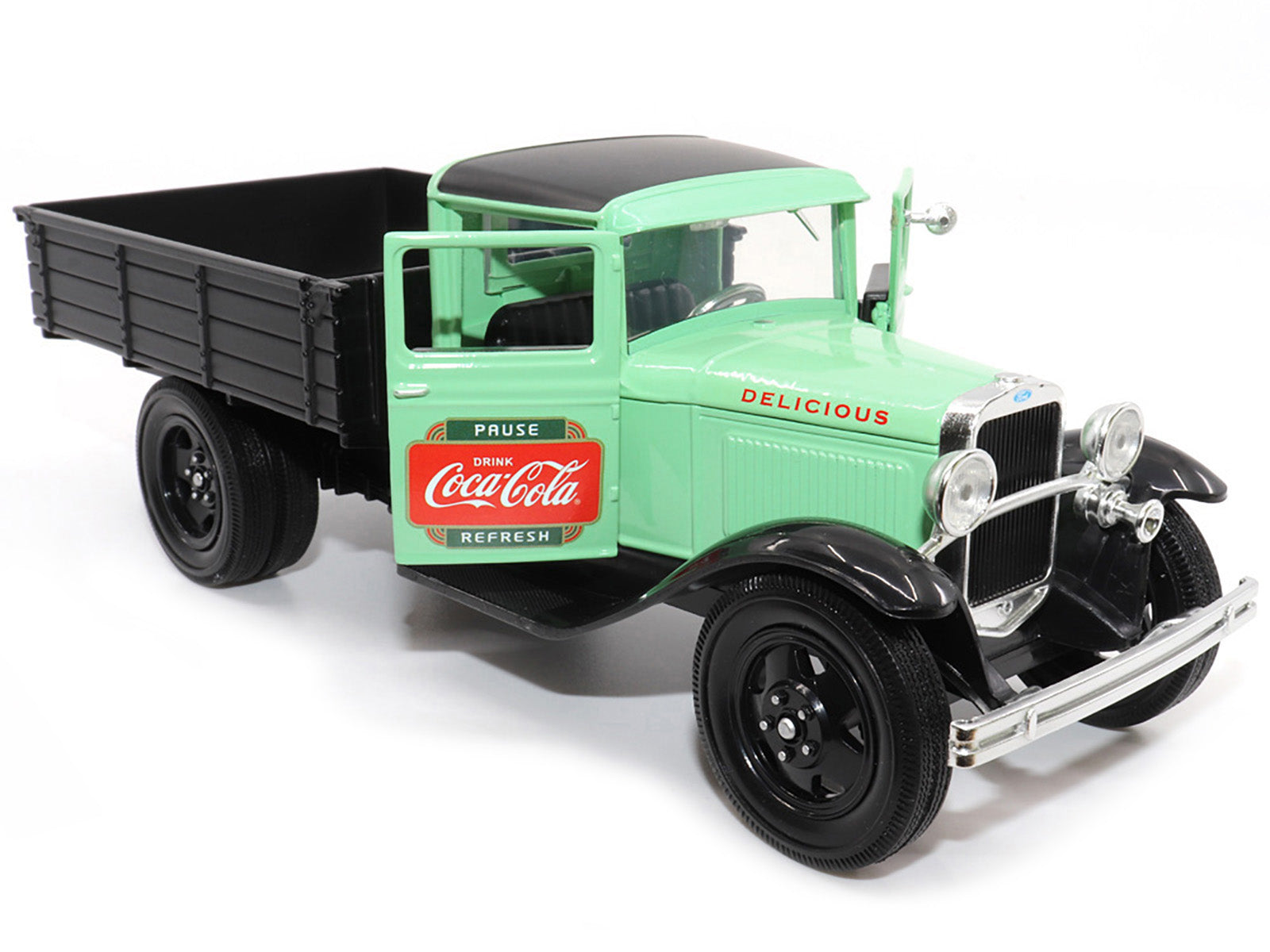 1931 Ford Model AA Pickup Truck Light Green and Black &quot;Pause. Refresh. Drink Coca-Cola&quot; 1/24 Diecast Model Car by Motor City Classics