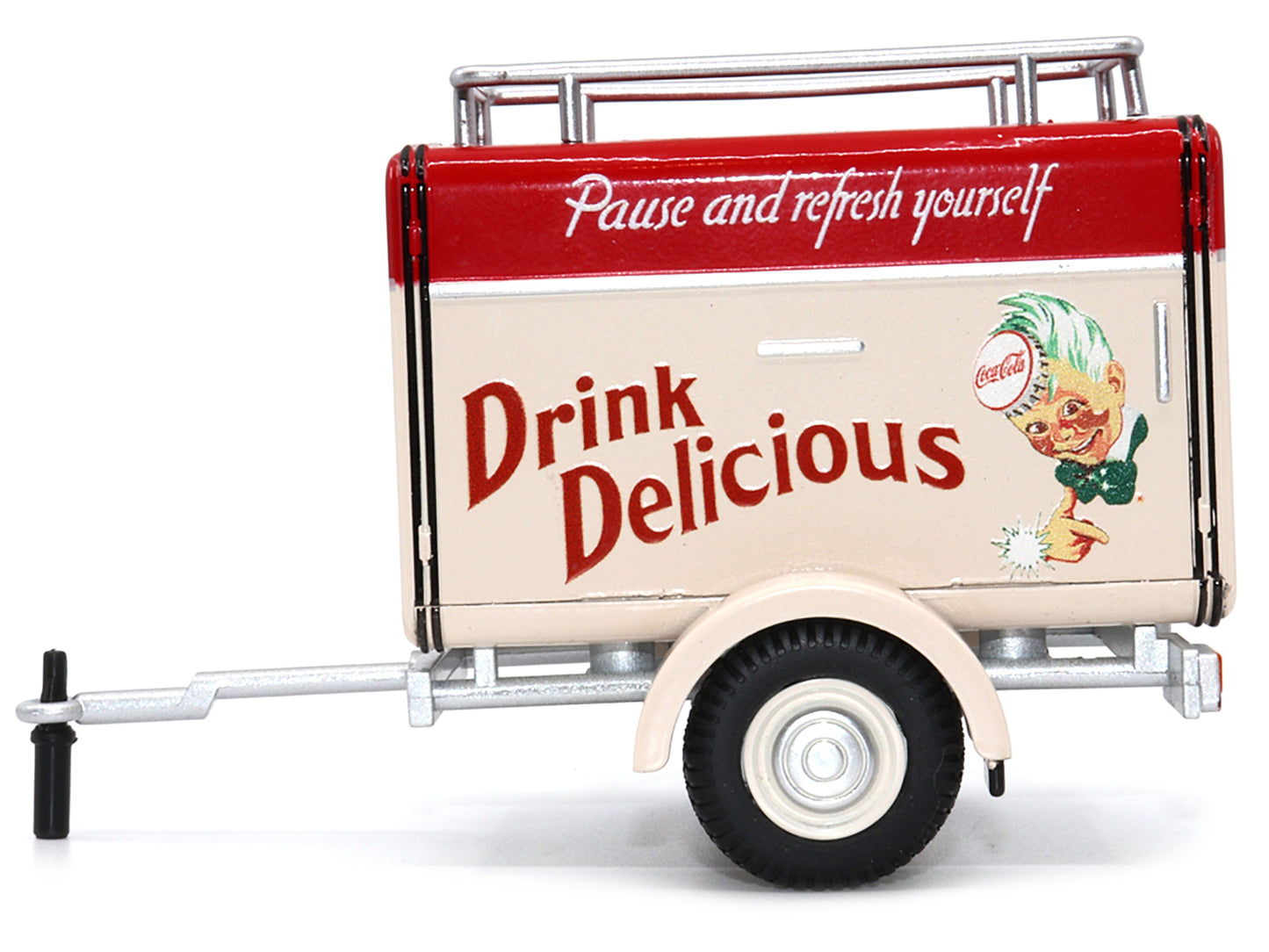 Travel Trailer Cream with Red Top &quot;Pause and Refresh Yourself Drink Delicious Coca-Cola&quot; 1/24 Diecast Model Car by Motor City Classics