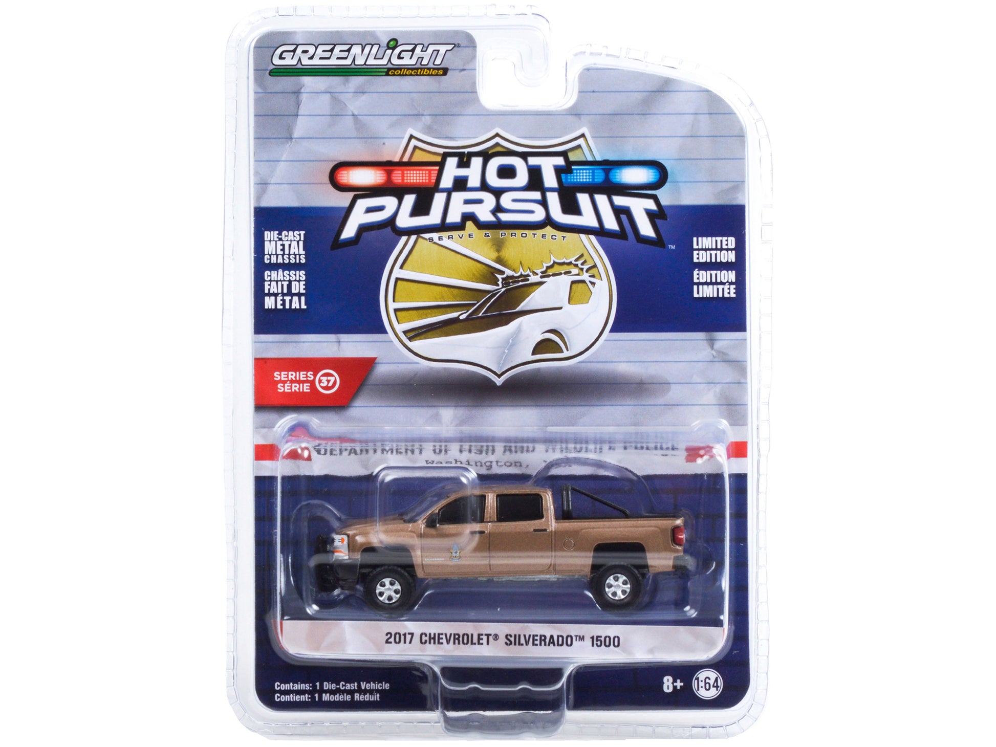 2017 Chevrolet Silverado 1500 Pickup Truck Brown Metallic &quot;Washington State Department of Fish & Wildlife Police&quot; &quot;Hot Pursuit&quot; Series 37 1/64 Diecast Model Car by Greenlight