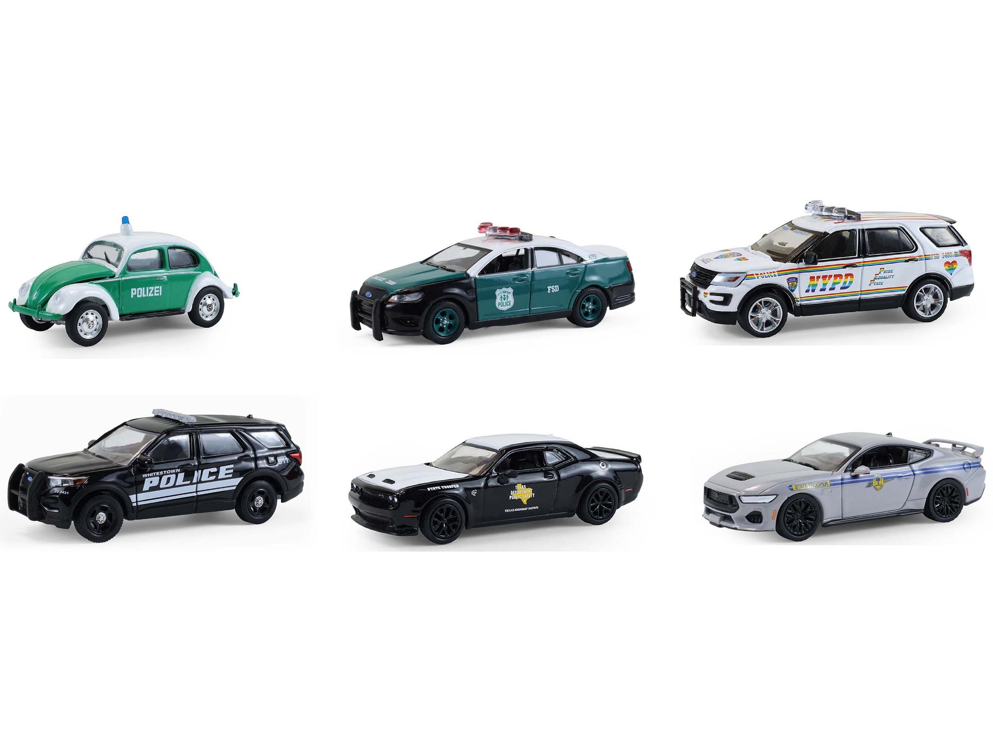 &quot;Hot Pursuit&quot; Series 47 Set of 6 Police Cars 1/64 Diecast Model Cars by Greenlight