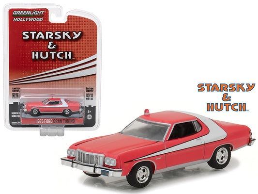 1976 Ford Gran Torino Red with White Stripe &quot;Starsky and Hutch&quot; (1975-1979) TV Series &quot;Hollywood Series&quot; Release 18 1/64 Diecast Model Car by Greenlight