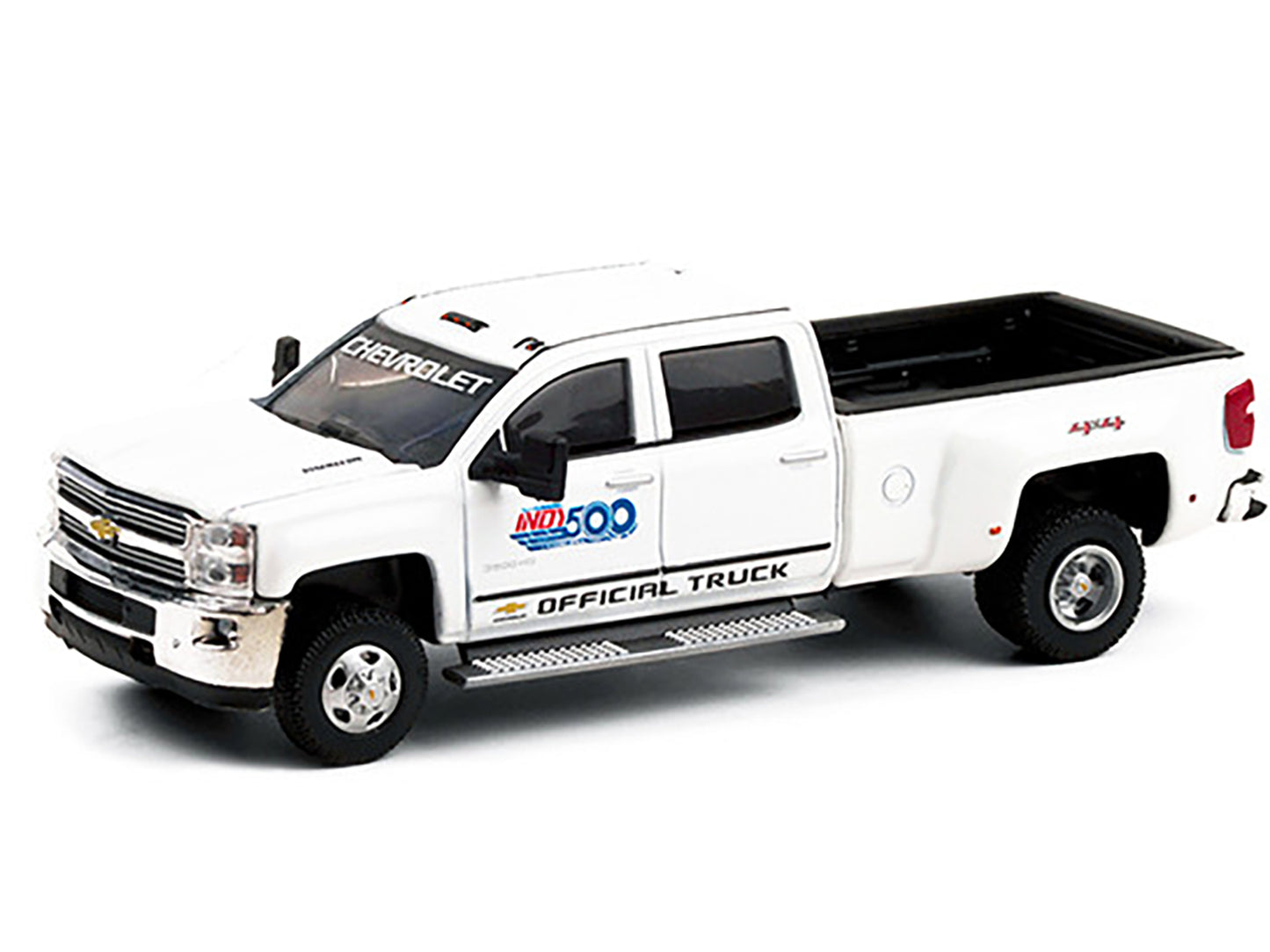2017 Chevrolet Silverado 3500HD Dually Pickup Truck White &quot;101st Running Indy 500&quot; Presented by PennGrade Motor Oil Official Truck &quot;Dually Drivers&quot; Series 6 1/64 Diecast Model Car by Greenlight