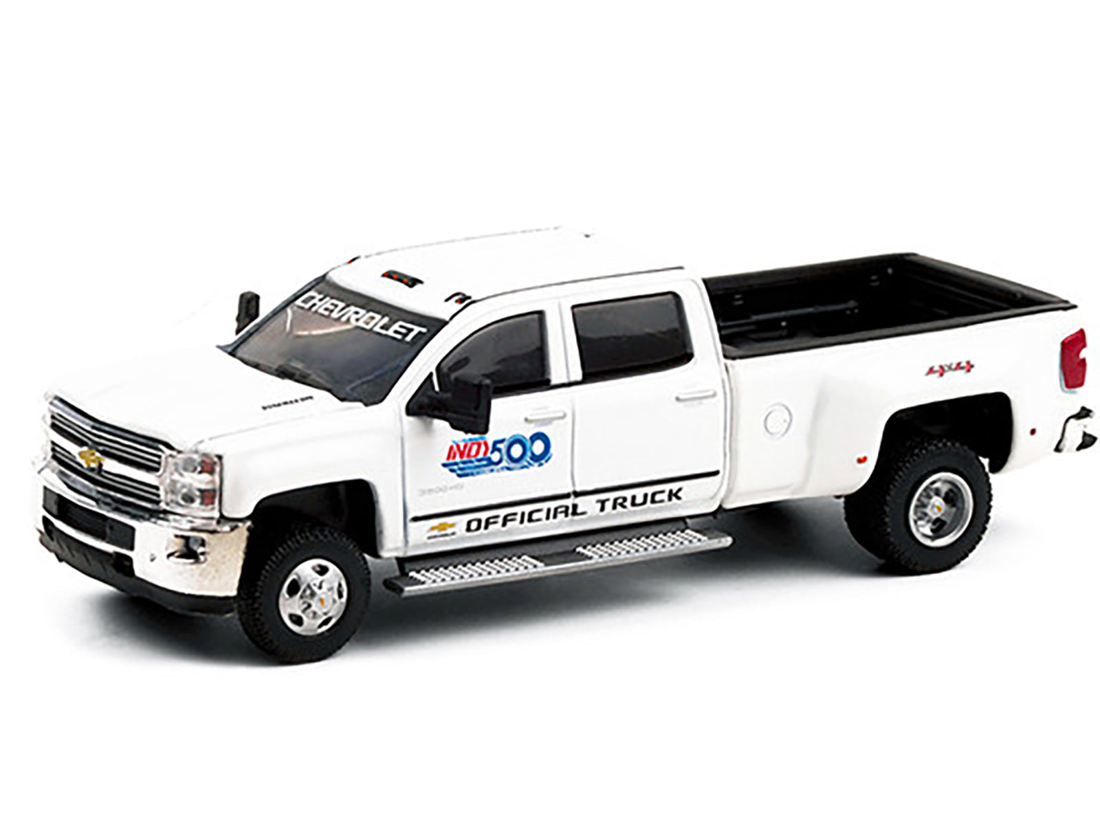 2017 Chevrolet Silverado 3500HD Dually Pickup Truck White &quot;101st Running Indy 500&quot; Presented by PennGrade Motor Oil Official Truck &quot;Dually Drivers&quot; Series 6 1/64 Diecast Model Car by Greenlight
