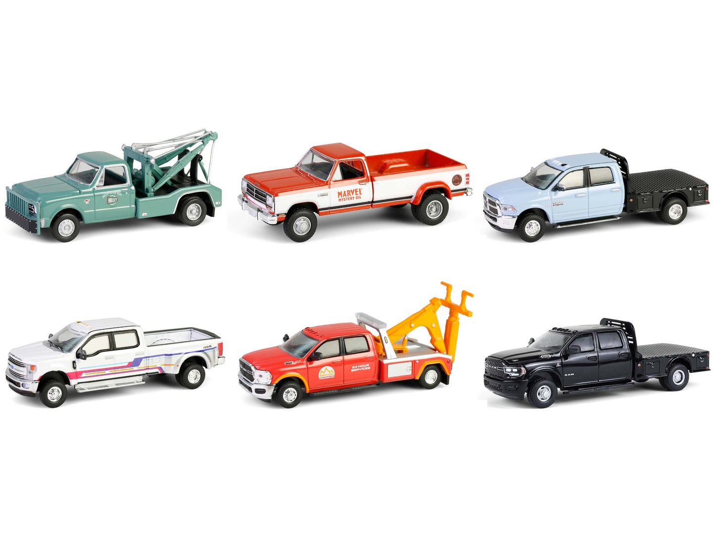 &quot;Dually Drivers&quot; Series 16 Set of 6 Trucks 1/64 Diecast Model Car by Greenlight