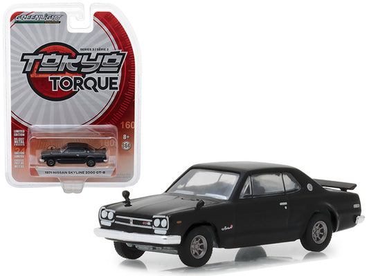 1971 Nissan Skyline 2000 GT-R Black &quot;Tokyo Torque&quot; Series 3 1/64 Diecast Model Car by Greenlight