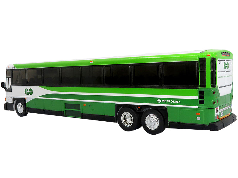 MCI D4500CT Commuter Coach Bus &quot;Metrolinx GO Transit Ontario&quot; White and Green &quot;The Bus & Motorcoach Collection&quot; Limited Edition to 504 pieces Worldwide 1/50 Plastic Model by Iconic Replicas