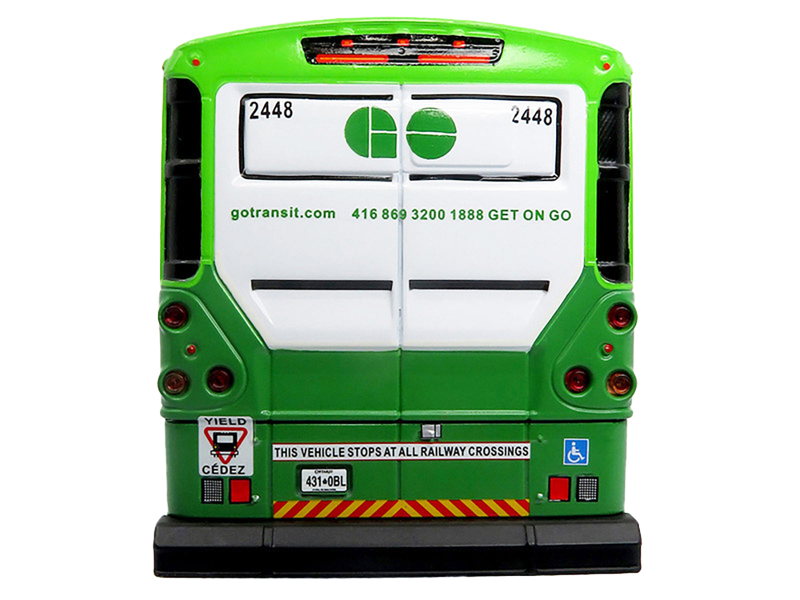 MCI D4500CT Commuter Coach Bus &quot;Metrolinx GO Transit Ontario&quot; White and Green &quot;The Bus & Motorcoach Collection&quot; Limited Edition to 504 pieces Worldwide 1/50 Plastic Model by Iconic Replicas