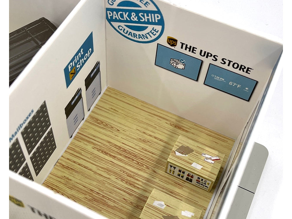 The UPS Store Diorama &quot;Mechanic's Corner&quot; for 1/64 Scale Models by Greenlight