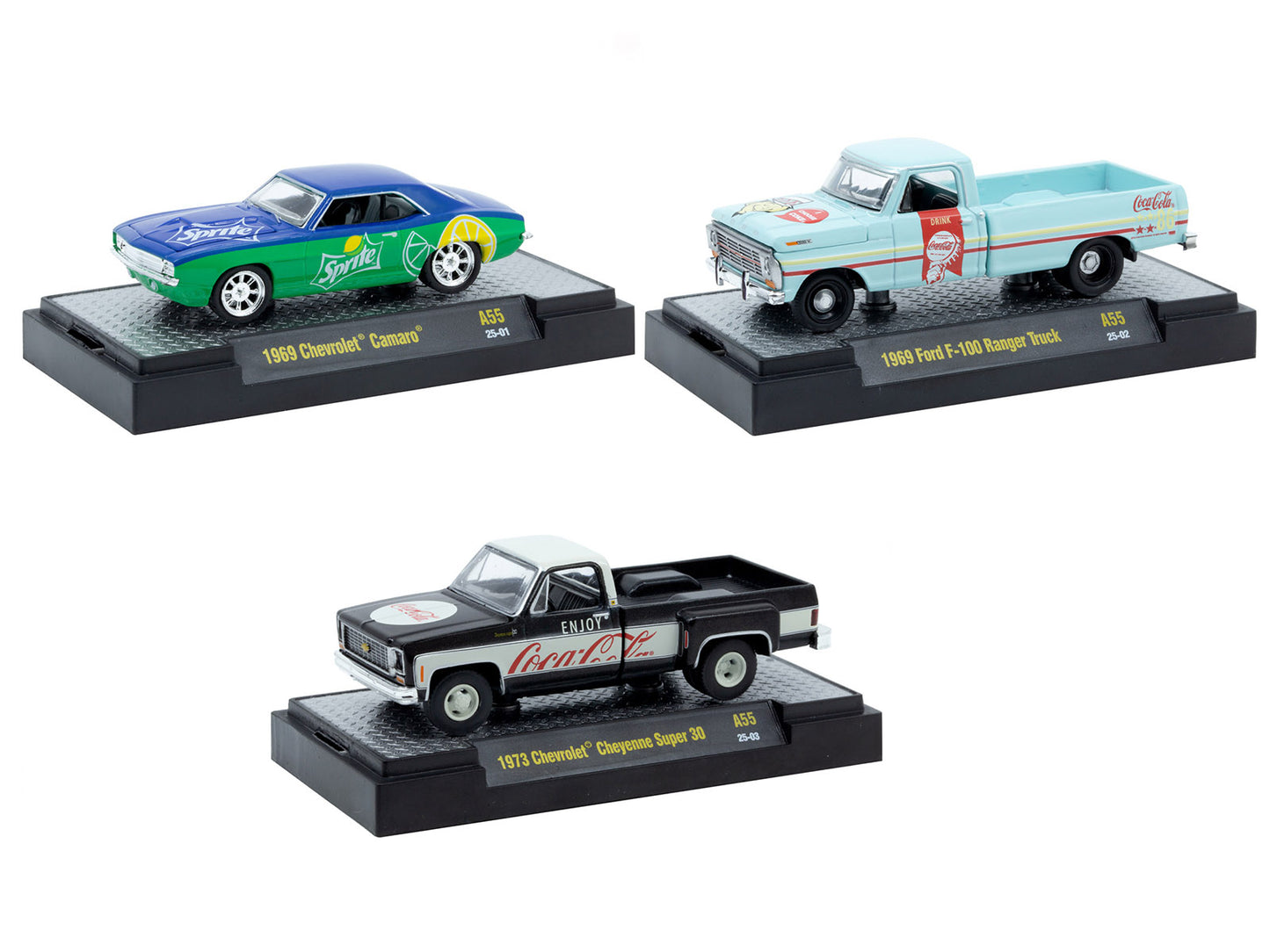 &quot;Sodas&quot; Set of 3 pieces Release 55 Limited Edition to 10000 pieces Worldwide 1/64 Diecast Model Cars by M2 Machines