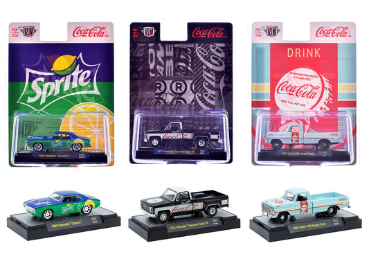 &quot;Sodas&quot; Set of 3 pieces Release 55 Limited Edition to 10000 pieces Worldwide 1/64 Diecast Model Cars by M2 Machines