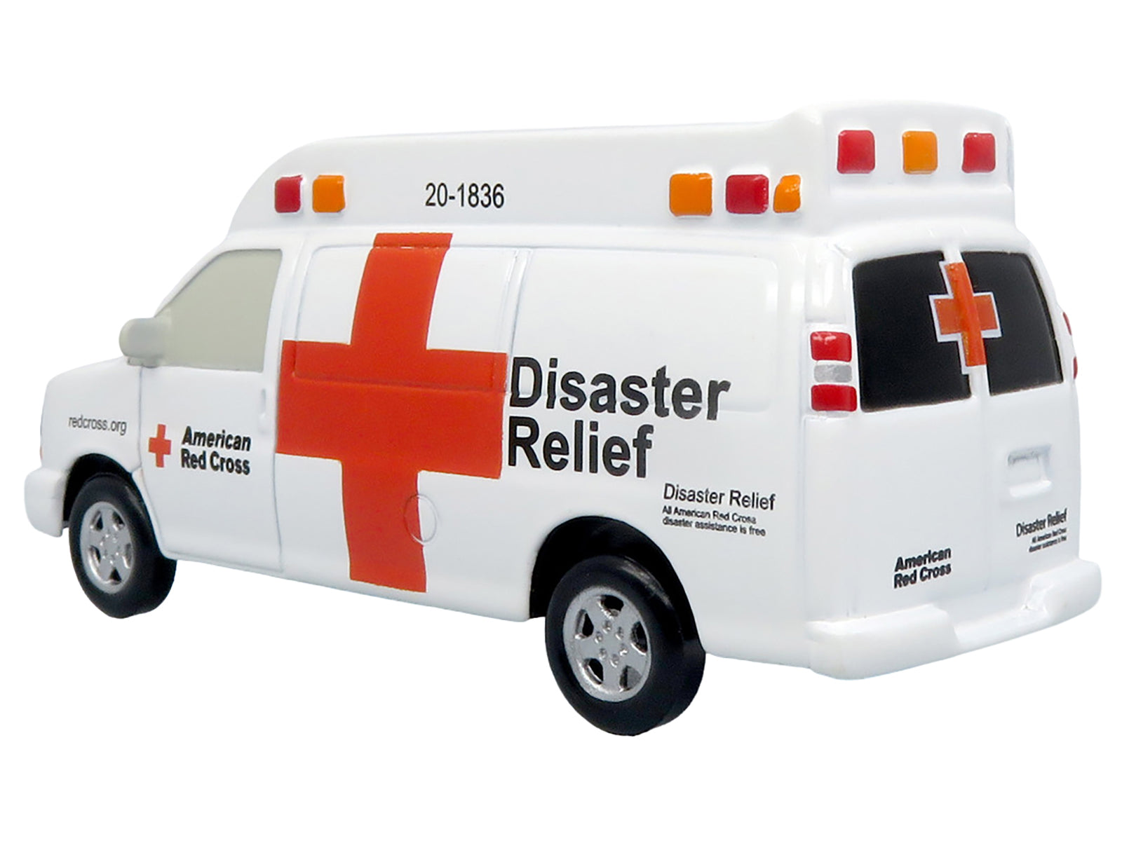 Ambulance &quot;American Red Cross: Disaster Relief Unit&quot; White with Graphics 1/64 Diecast Model by Iconic Replicas