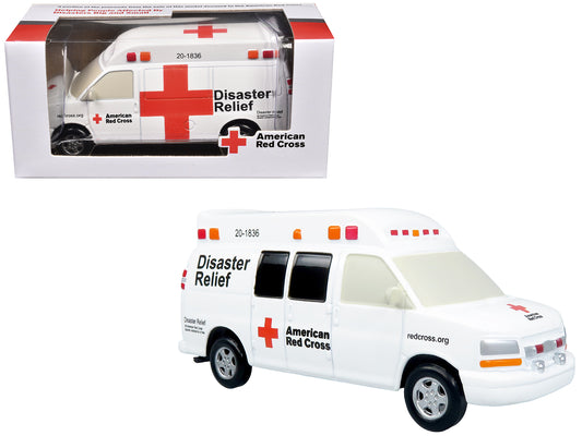 Ambulance &quot;American Red Cross: Disaster Relief Unit&quot; White with Graphics 1/64 Diecast Model by Iconic Replicas