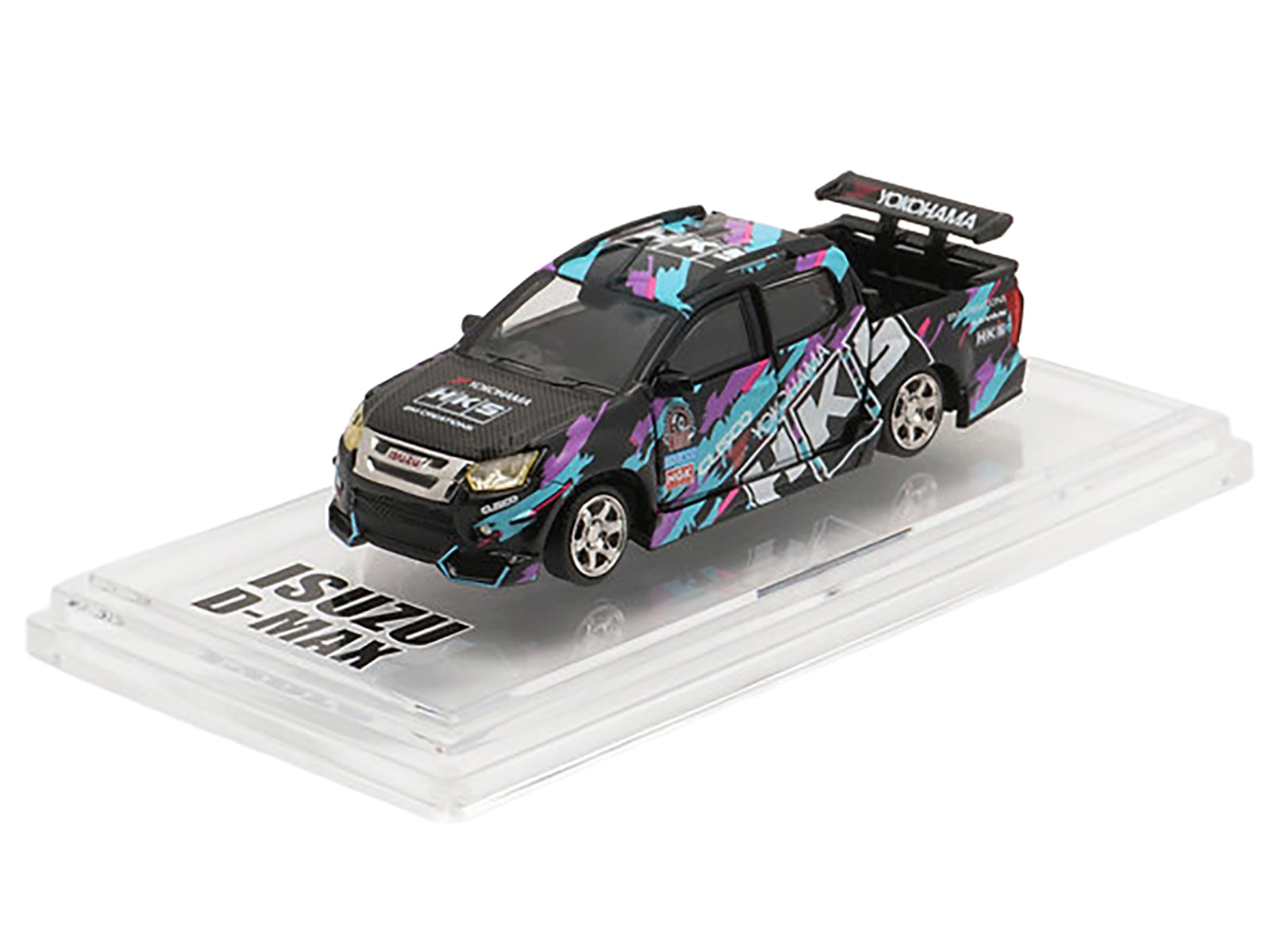 Isuzu D-Max Lowrider Pickup Truck RHD (Right Hand Drive) &quot;HKS&quot; Black with Graphics &quot;Thailand Diecast Expo 2025&quot; 1/64 Diecast Model Car by BM Creations