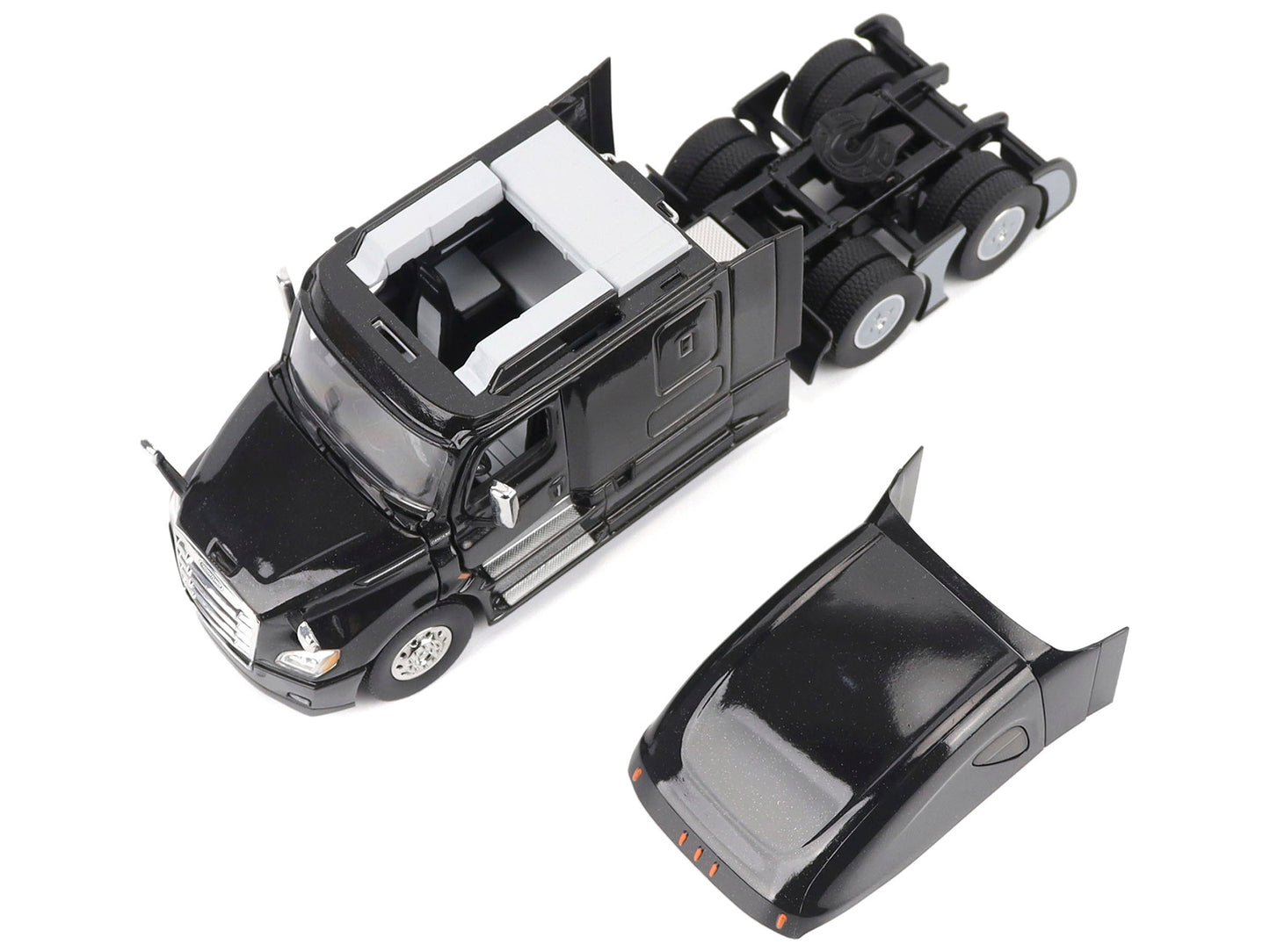 Freightliner New Cascadia Sleeper Cab Truck Tractor Black &quot;Transport Series&quot; 1/50 Diecast Model by Diecast Masters