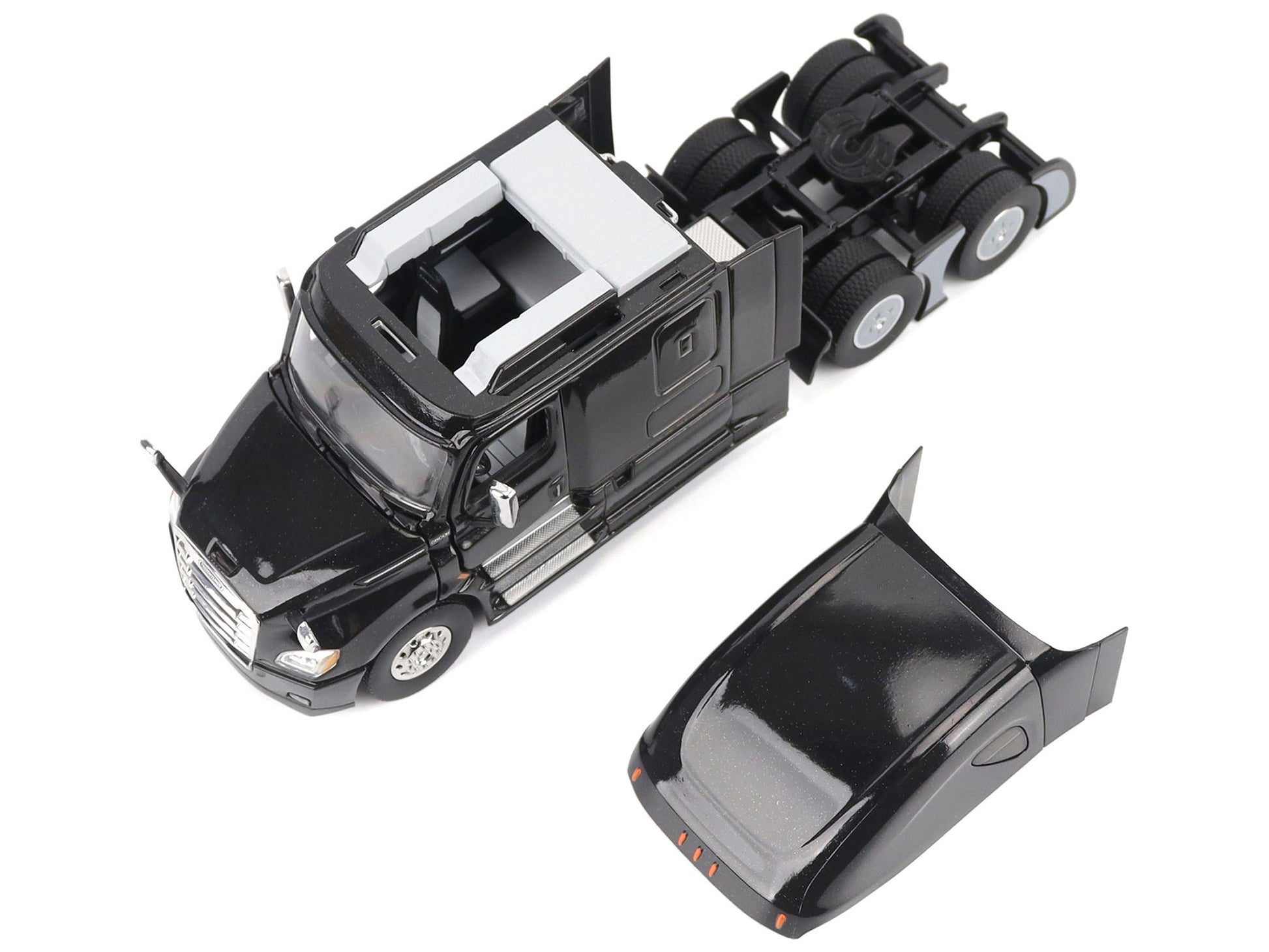 Freightliner New Cascadia Sleeper Cab Truck Tractor Black &quot;Transport Series&quot; 1/50 Diecast Model by Diecast Masters