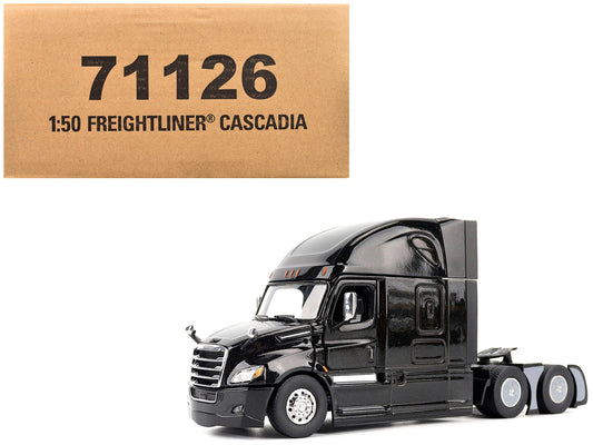 Freightliner New Cascadia Sleeper Cab Truck Tractor Black &quot;Transport Series&quot; 1/50 Diecast Model by Diecast Masters