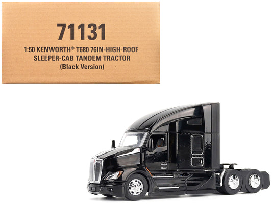 Kenworth T680 76&quot; High Roof Sleeper Cab Truck Tractor Black &quot;Transport Series&quot; 1/50 Diecast Model by Diecast Masters