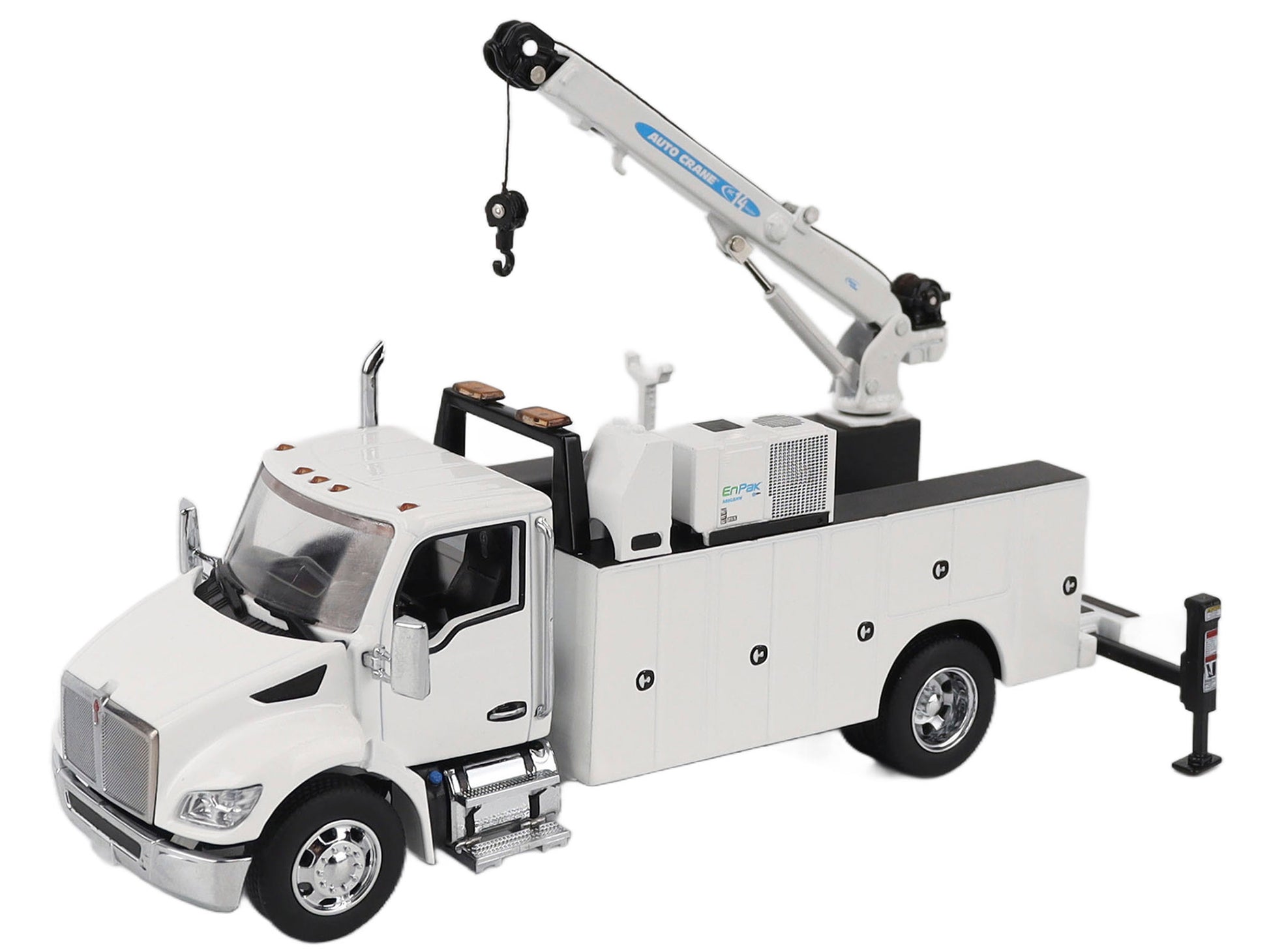 Kenworth T380 Auto-Crane Titan 85-Body HC14-Crane Work Truck with Miller EnPak White &quot;Transport Series&quot; 1/50 Diecast Model by Diecast Masters