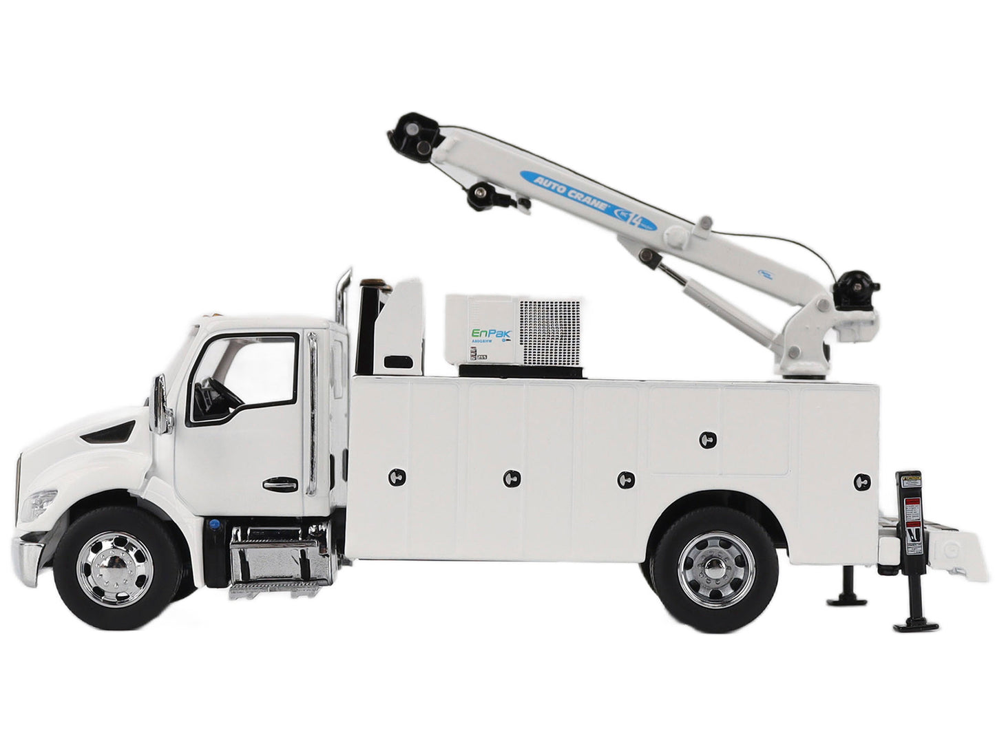 Kenworth T380 Auto-Crane Titan 85-Body HC14-Crane Work Truck with Miller EnPak White &quot;Transport Series&quot; 1/50 Diecast Model by Diecast Masters