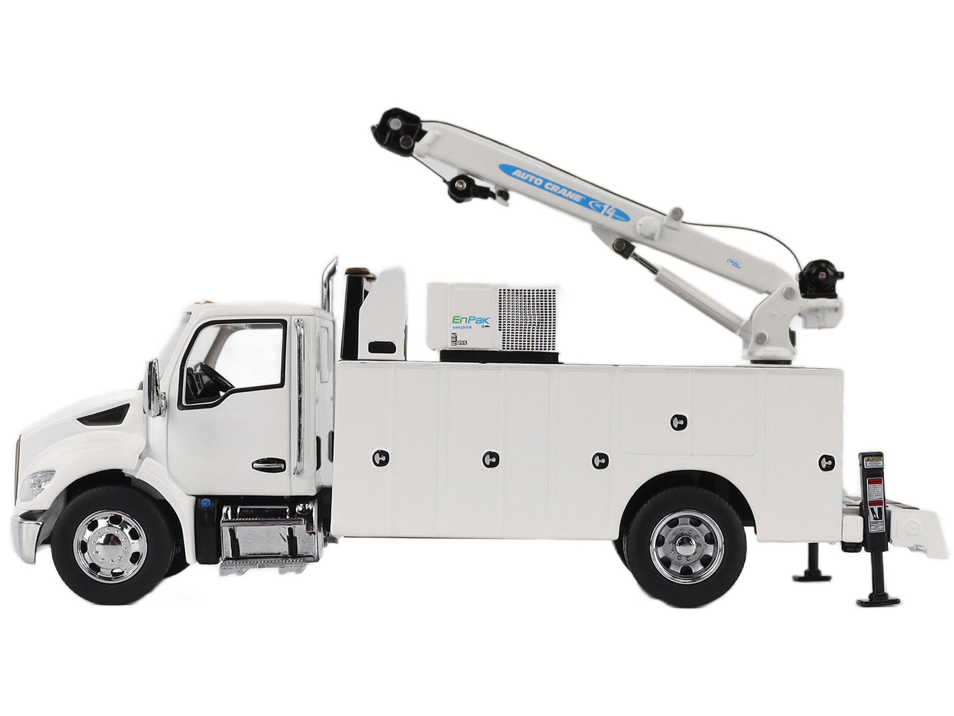 Kenworth T380 Auto-Crane Titan 85-Body HC14-Crane Work Truck with Miller EnPak White &quot;Transport Series&quot; 1/50 Diecast Model by Diecast Masters