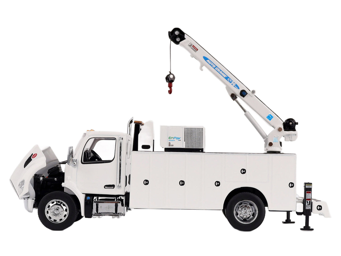Peterbilt 536 Auto-Crane Titan85-Body HC14-Crane Work Truck with Miller EnPak White &quot;Transport Series&quot; 1/50 Diecast Model by Diecast Masters