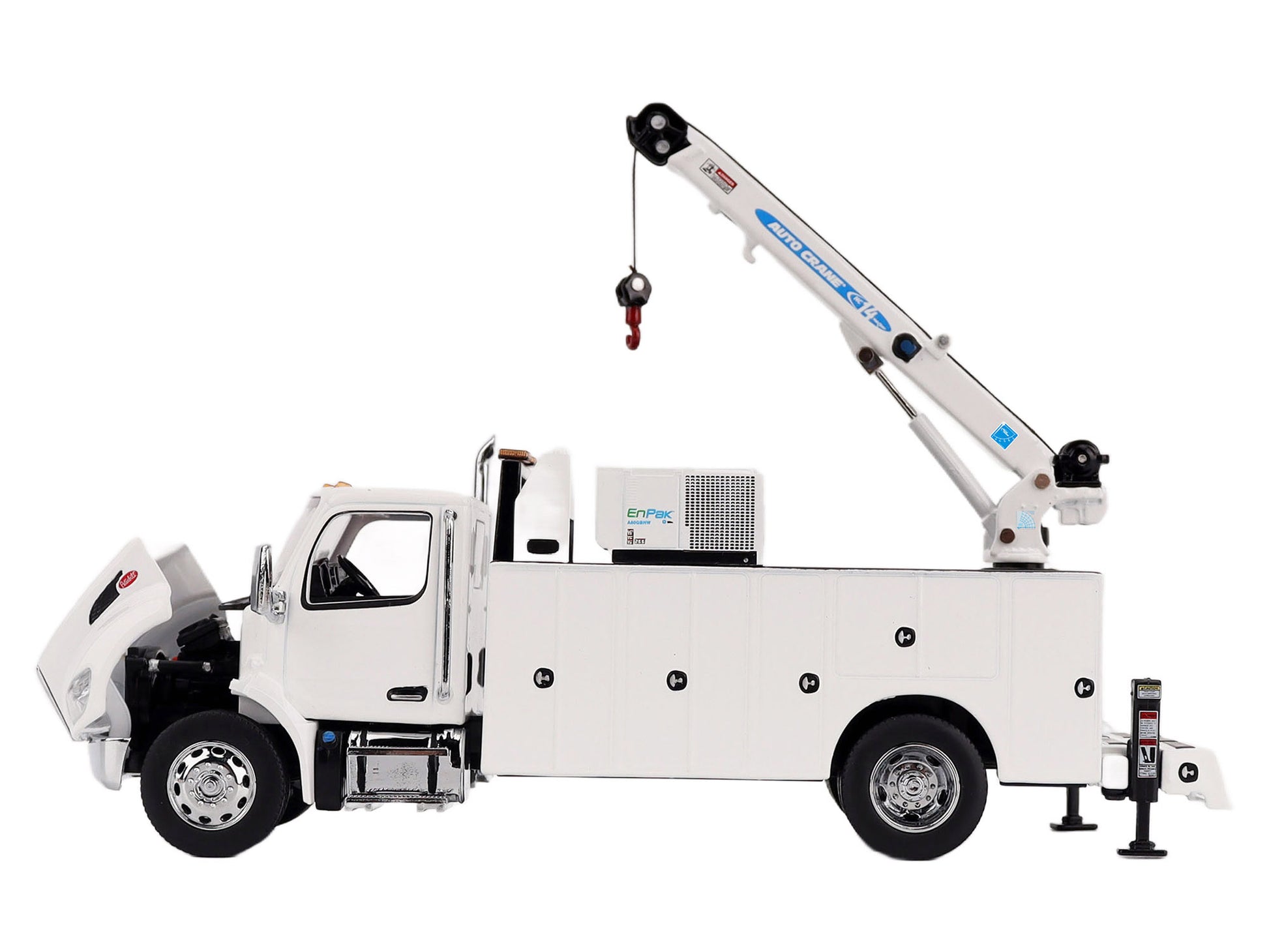 Peterbilt 536 Auto-Crane Titan85-Body HC14-Crane Work Truck with Miller EnPak White &quot;Transport Series&quot; 1/50 Diecast Model by Diecast Masters