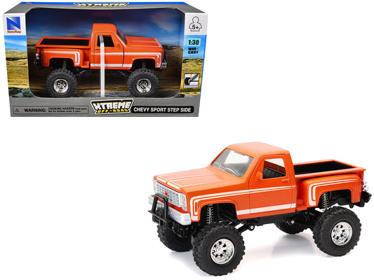 Chevrolet Sport Step Side Pickup Truck Orange with White Graphics &quot;Xtreme Off-Road&quot; Series 1/30 Diecast Model by New Ray