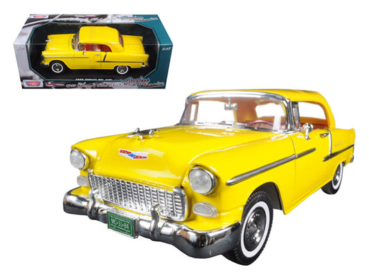 1955 Chevrolet Bel Air Convertible Soft Top Yellow &quot;Timeless Classics&quot; 1/18 Diecast Model Car by Motormax