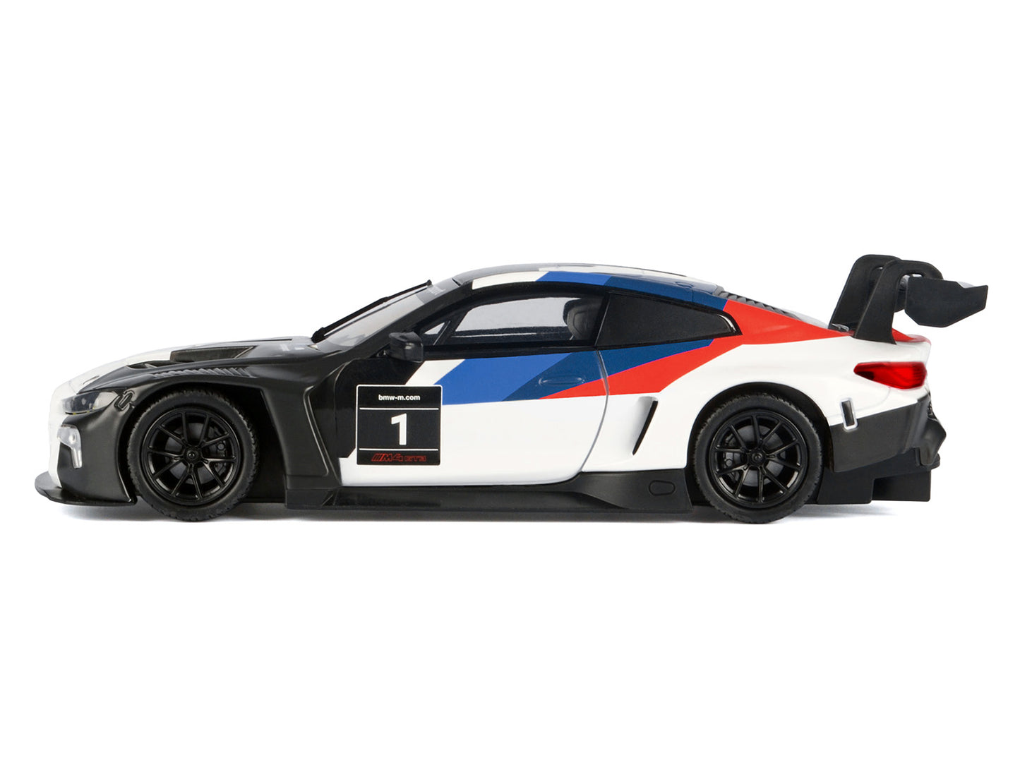 BMW M4 GT3 #1 White with Black Blue and Red Graphics &quot;GT Racing&quot; Series 1/24 Diecast Model Car by Motormax