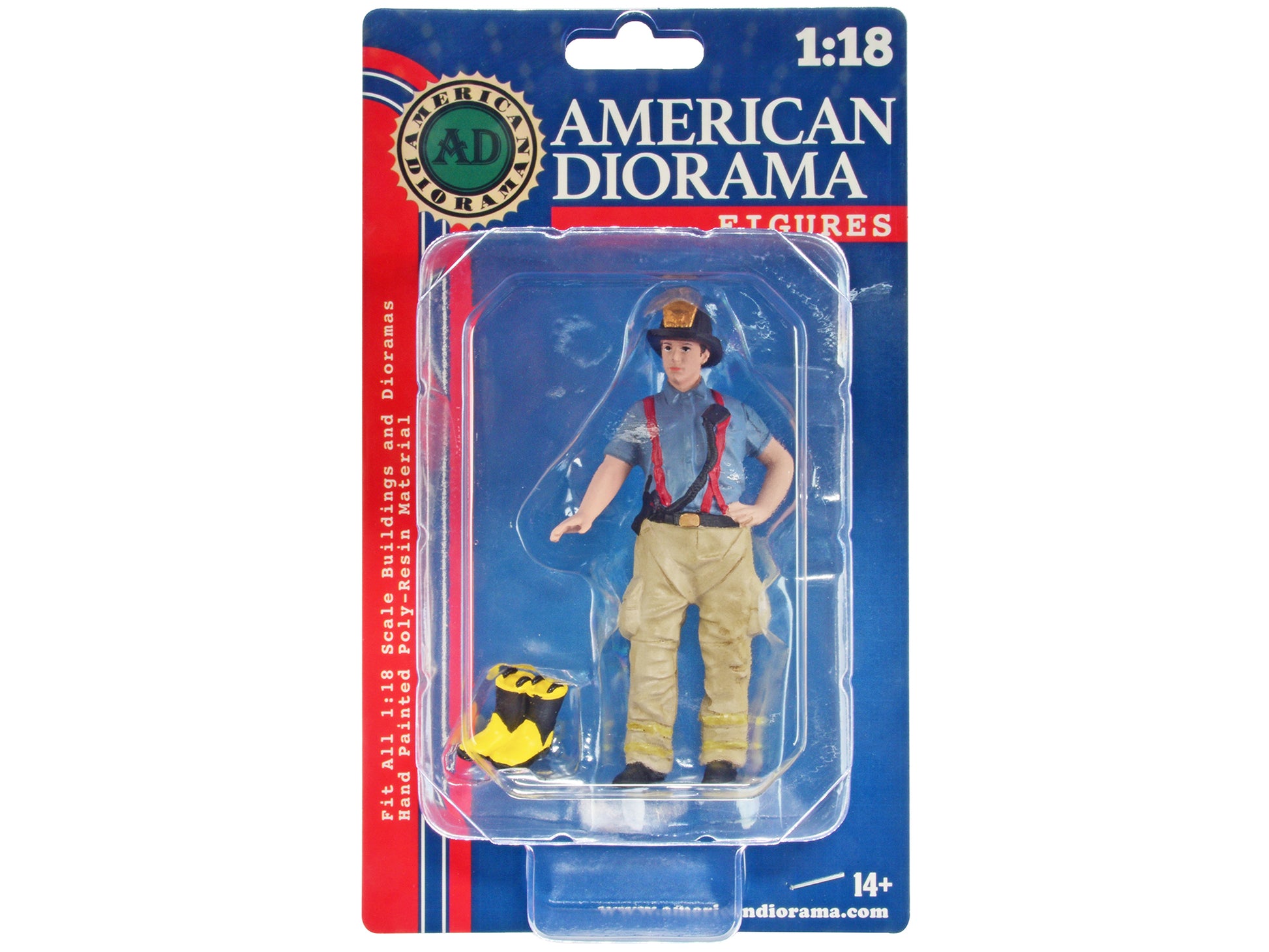 &quot;Firefighters&quot; Getting Ready Figure with Boots Accessory for 1/18 Scale Models by American Diorama