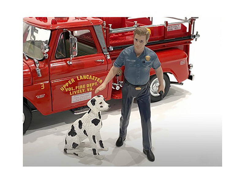 &quot;Firefighters&quot; Fire Dog Training Figures (Trainer and Dog) for 1/24 Scale Models by American Diorama