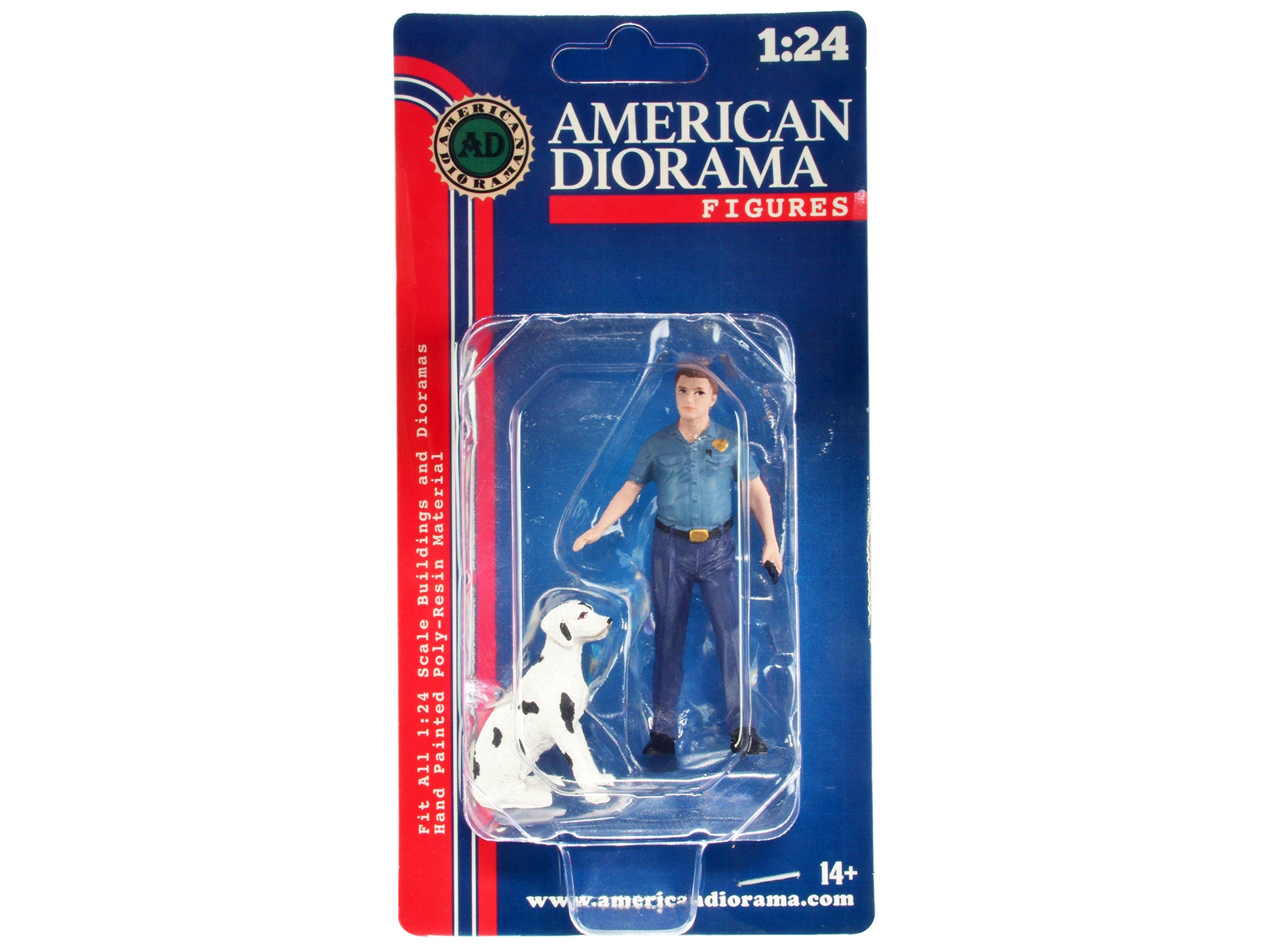 &quot;Firefighters&quot; Fire Dog Training Figures (Trainer and Dog) for 1/24 Scale Models by American Diorama